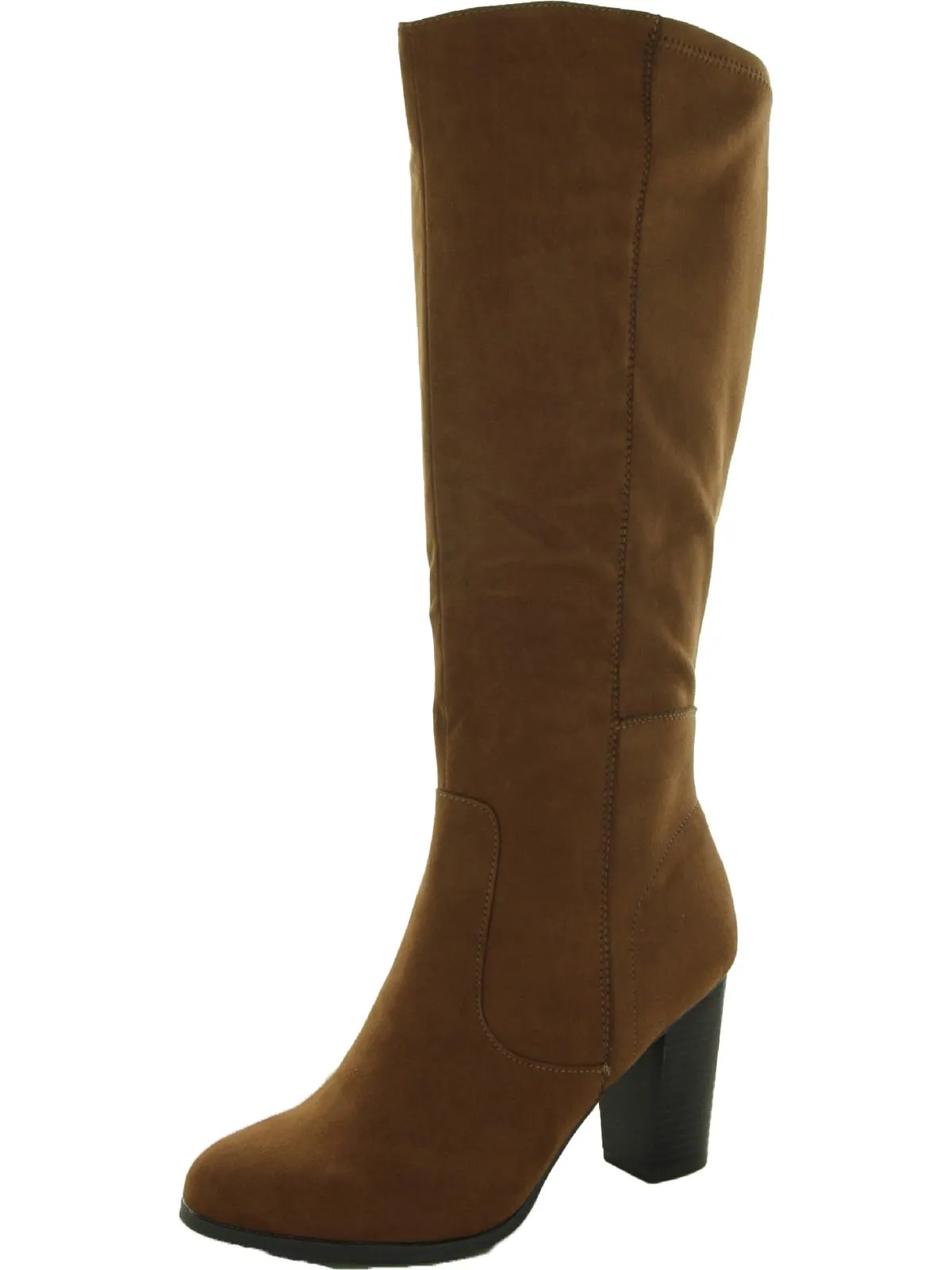 Addyy Womens Faux Suede Block Heel Knee-High Boots