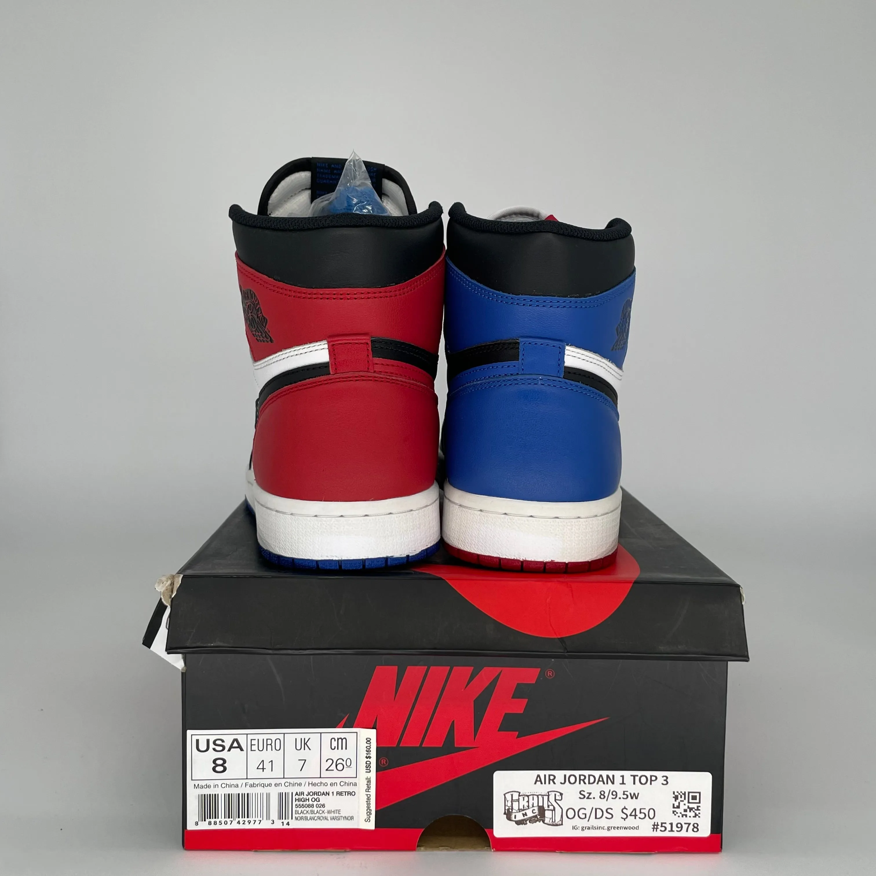 AIR JORDAN 1 TOP 3 SIZE 8 555088-026