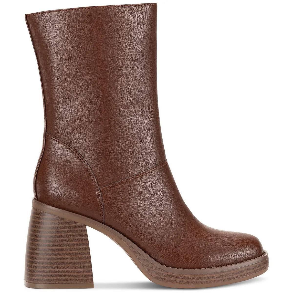 Aleenn Womens Stacked Round Toe Mid-Calf Boots