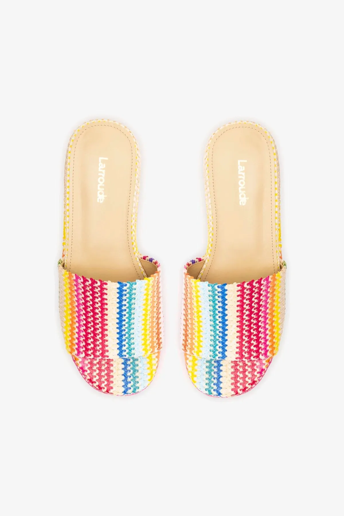 Alex Flatform Mule In Rainbow Raffia