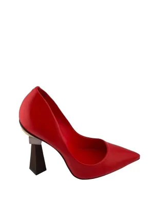 Anna Leather Pump Heels In Red