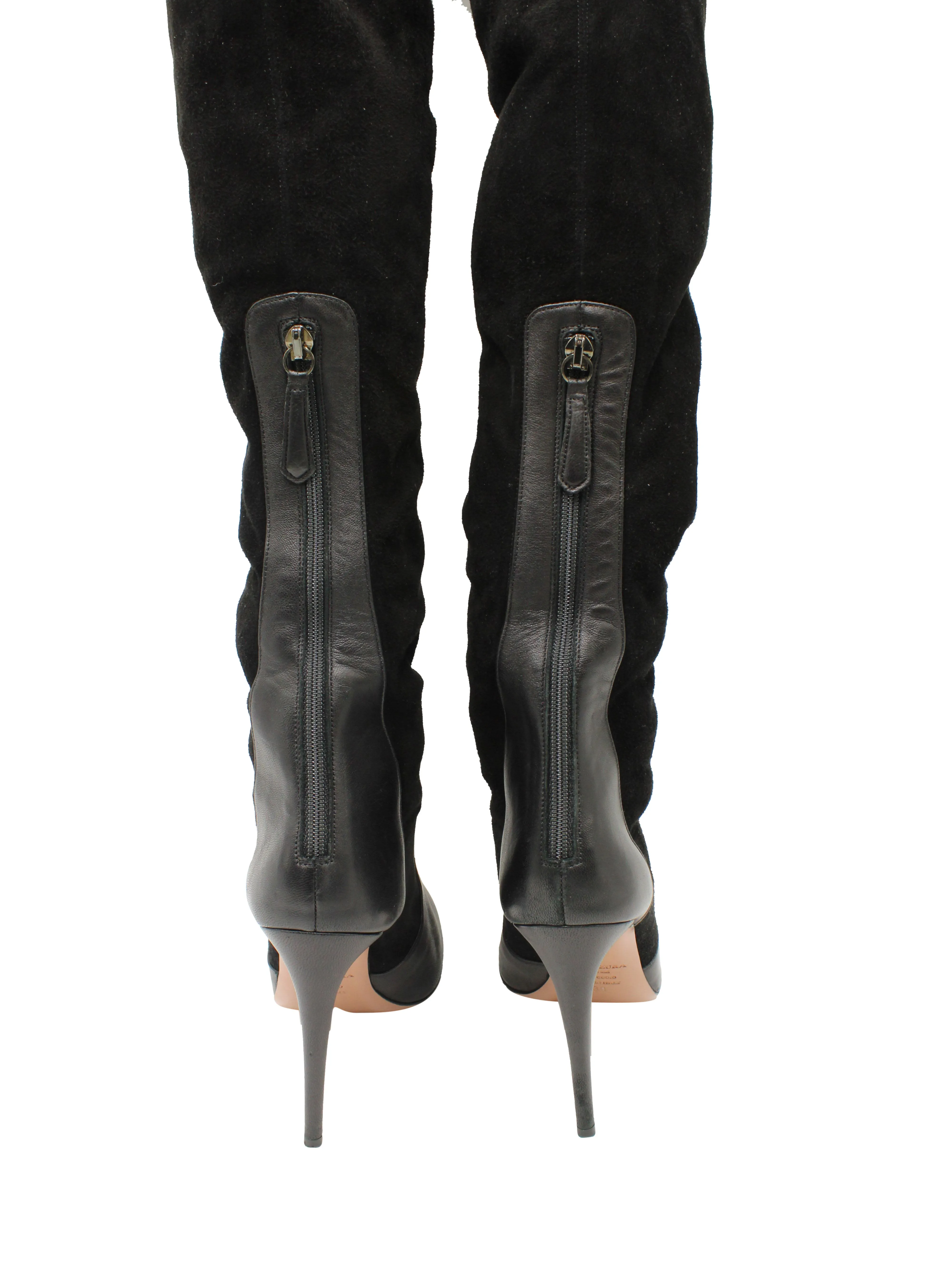Aquazzura All I Need 105 Over-the-Knee High-Heel Boots in Black Suede
