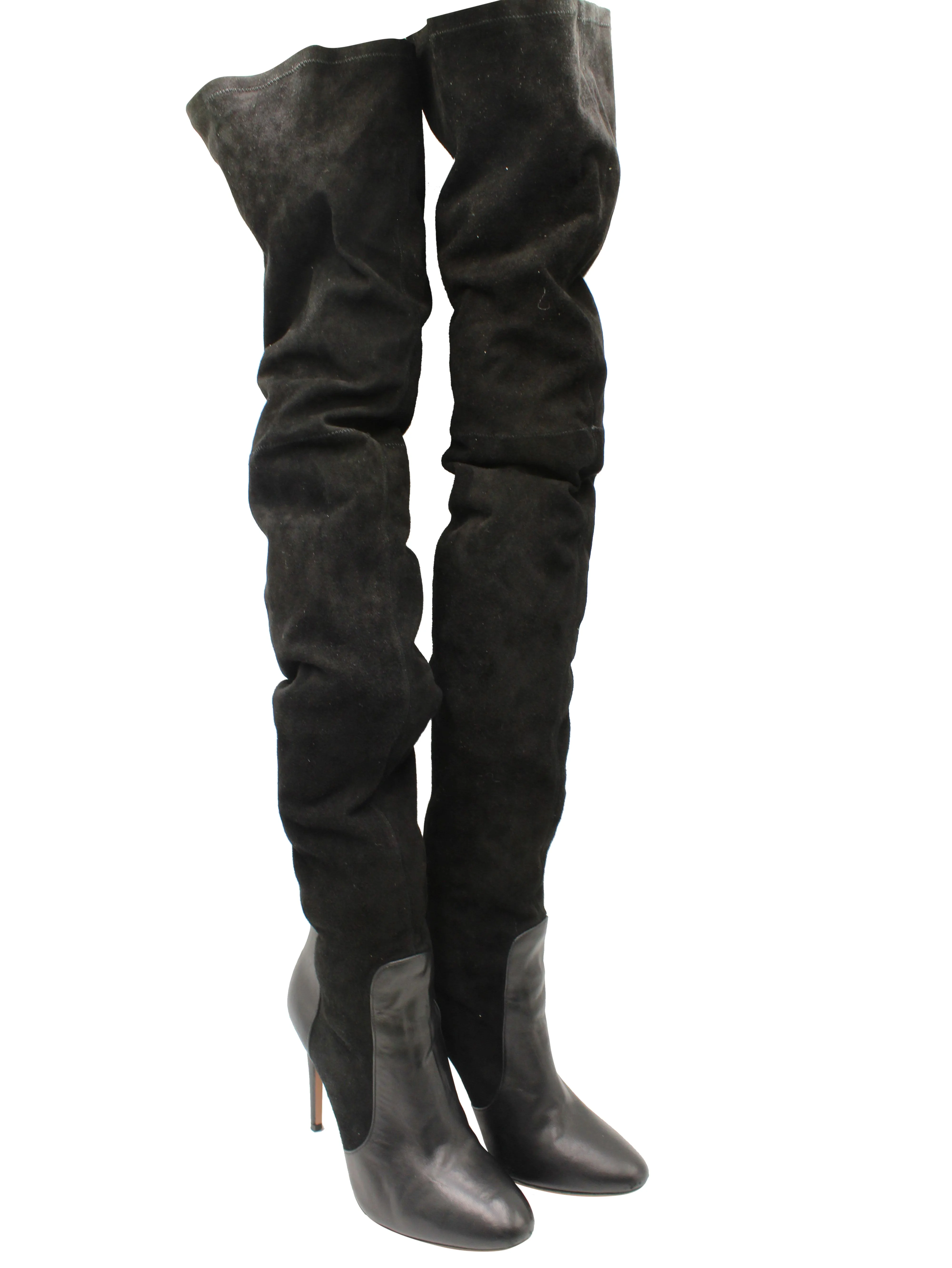 Aquazzura All I Need 105 Over-the-Knee High-Heel Boots in Black Suede