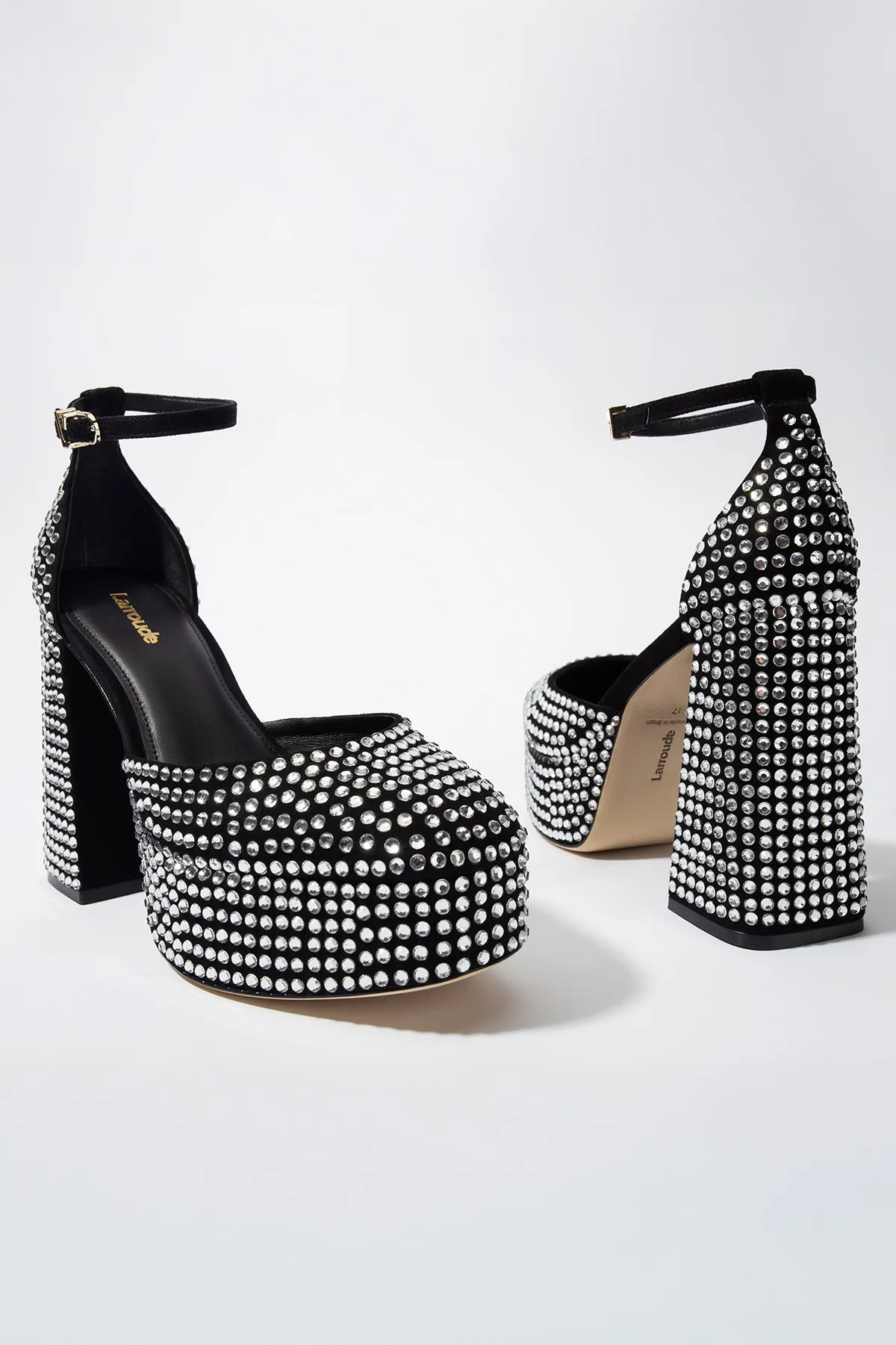 Ari Crystal Pump In Black Suede