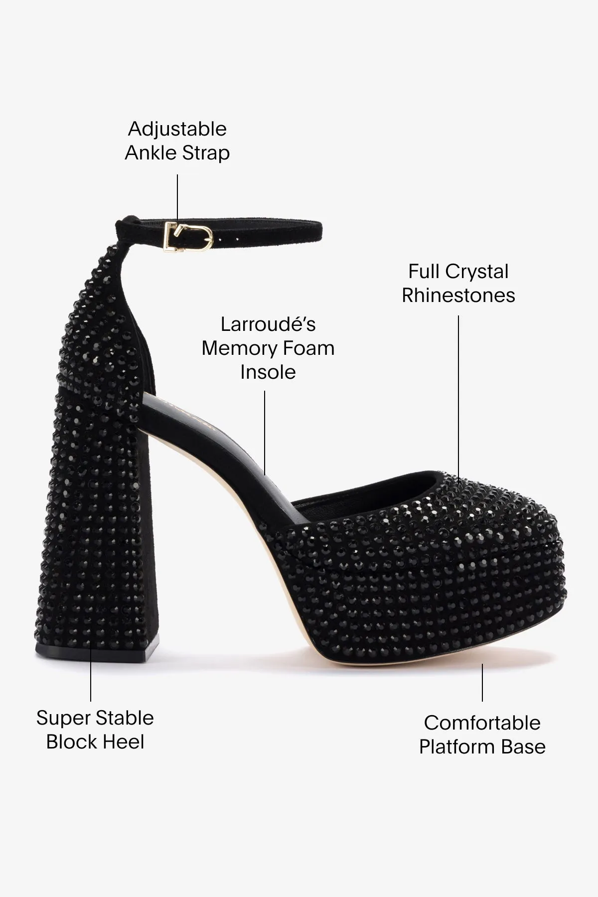 Ari Crystal Pump In Monochrome Black Suede