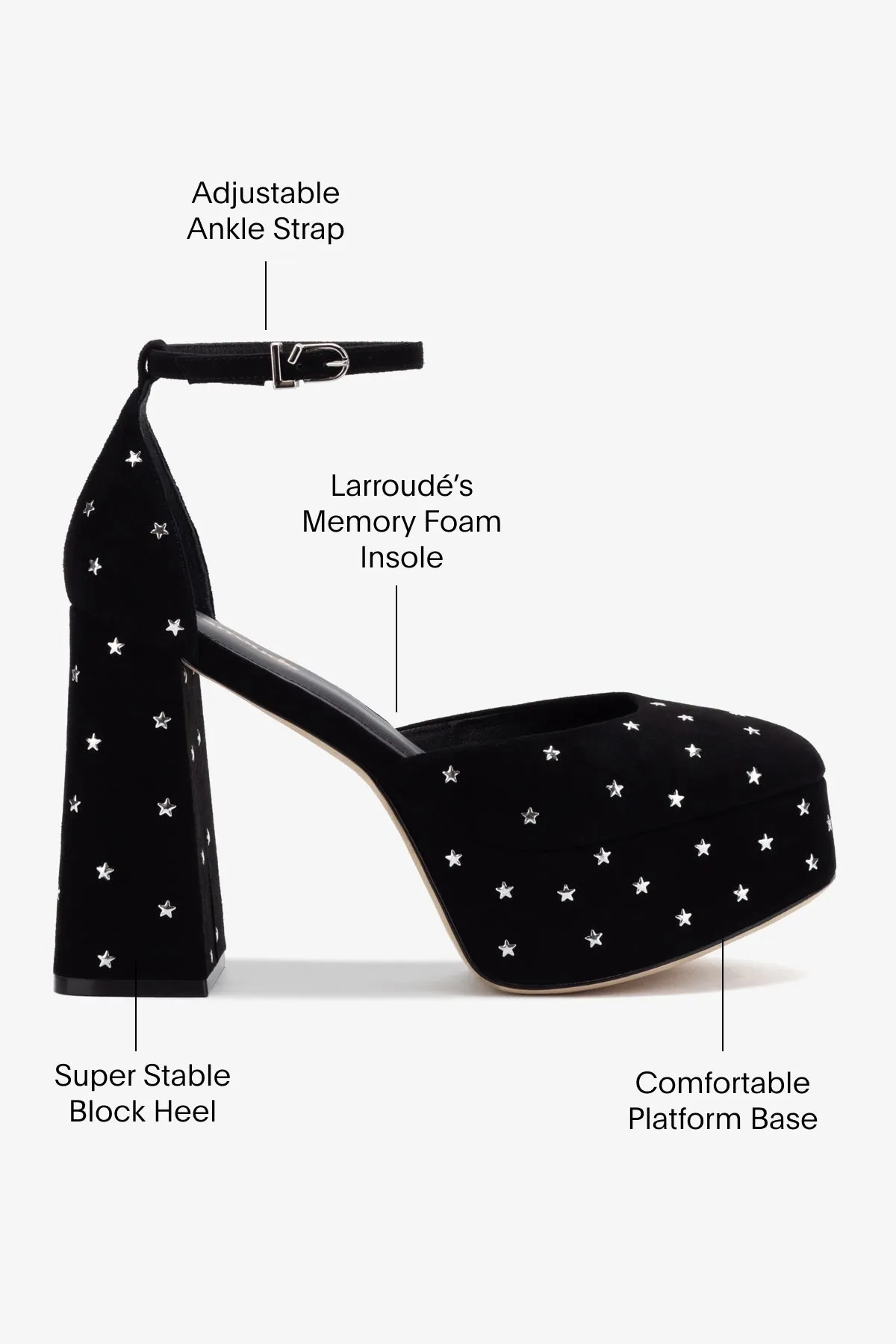 Ari Pump In Black Suede and Silver Stars