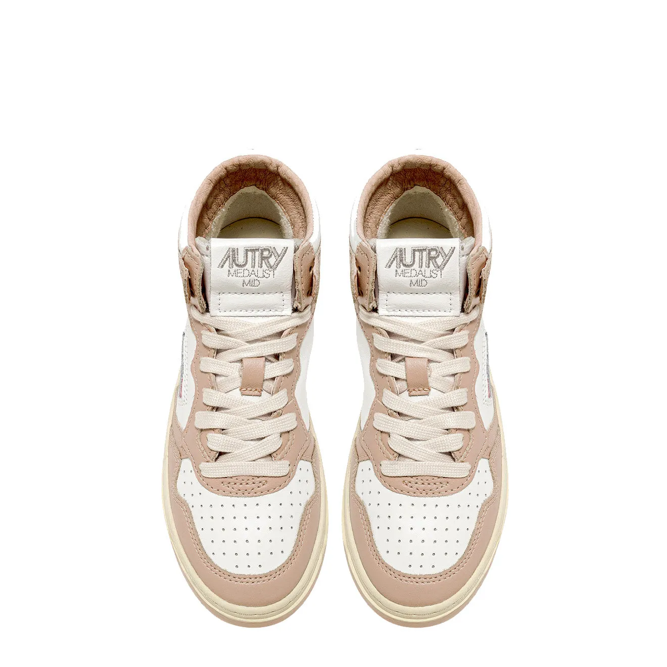Autry Womens Medalist Mid Trainers White / Mushroom
