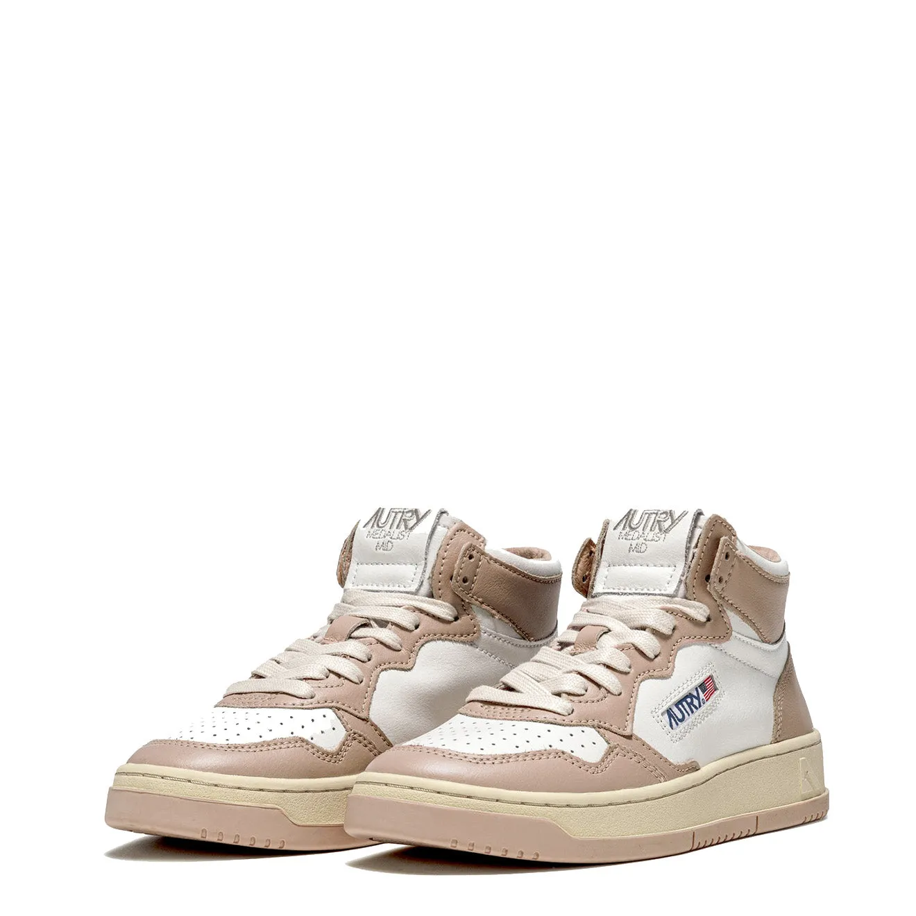 Autry Womens Medalist Mid Trainers White / Mushroom