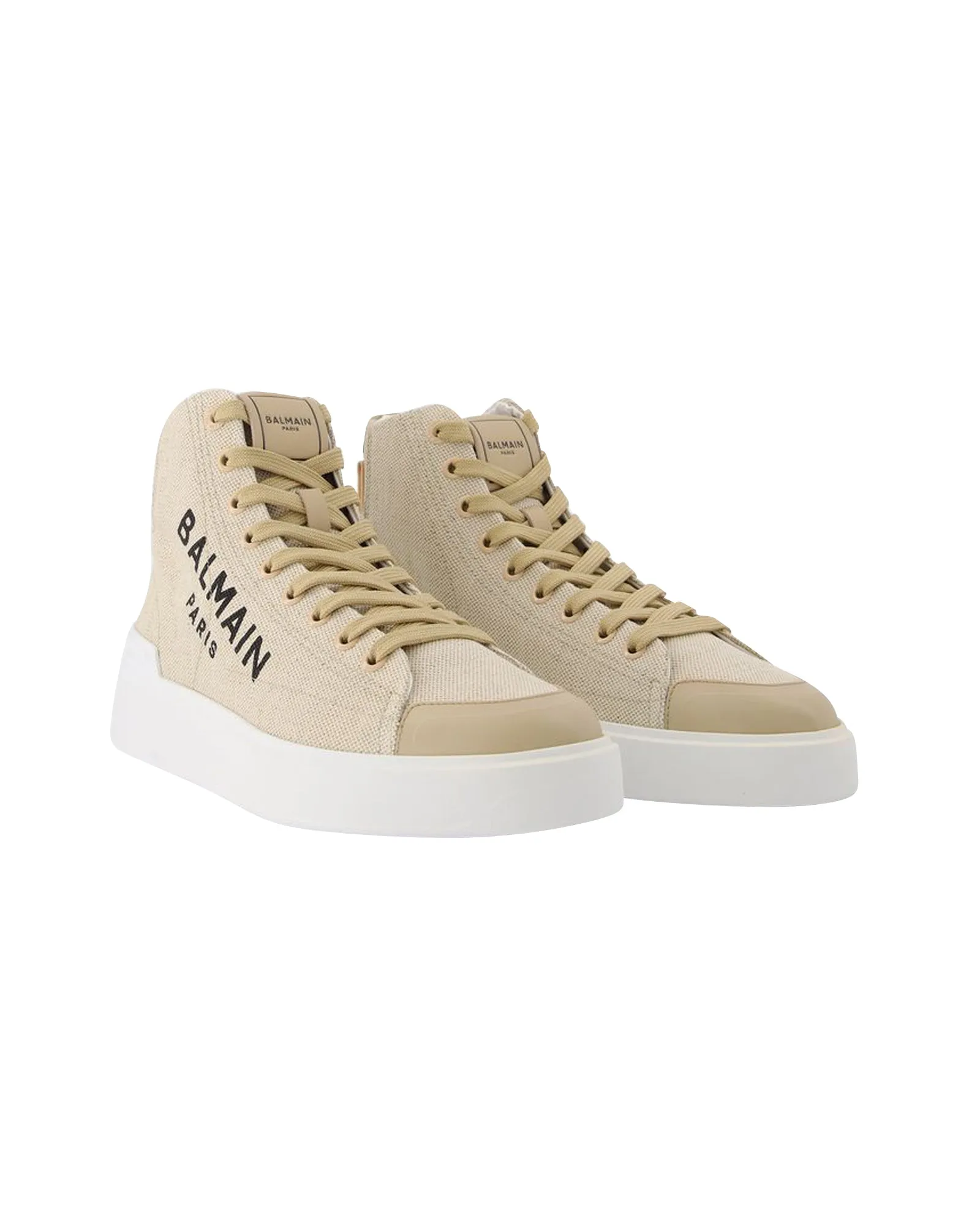 B Court High Top-Canvas&Logo in White Cotton