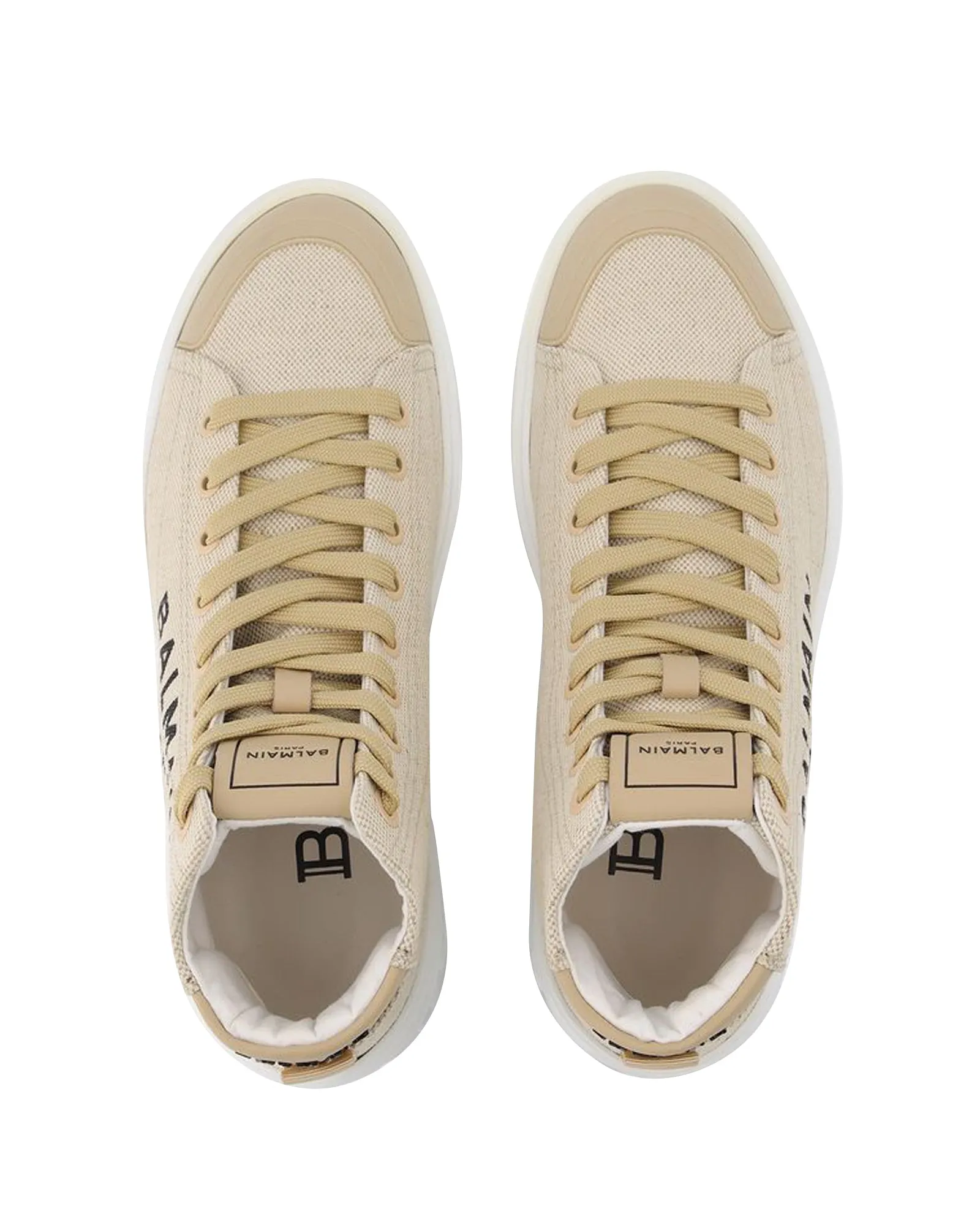 B Court High Top-Canvas&Logo in White Cotton