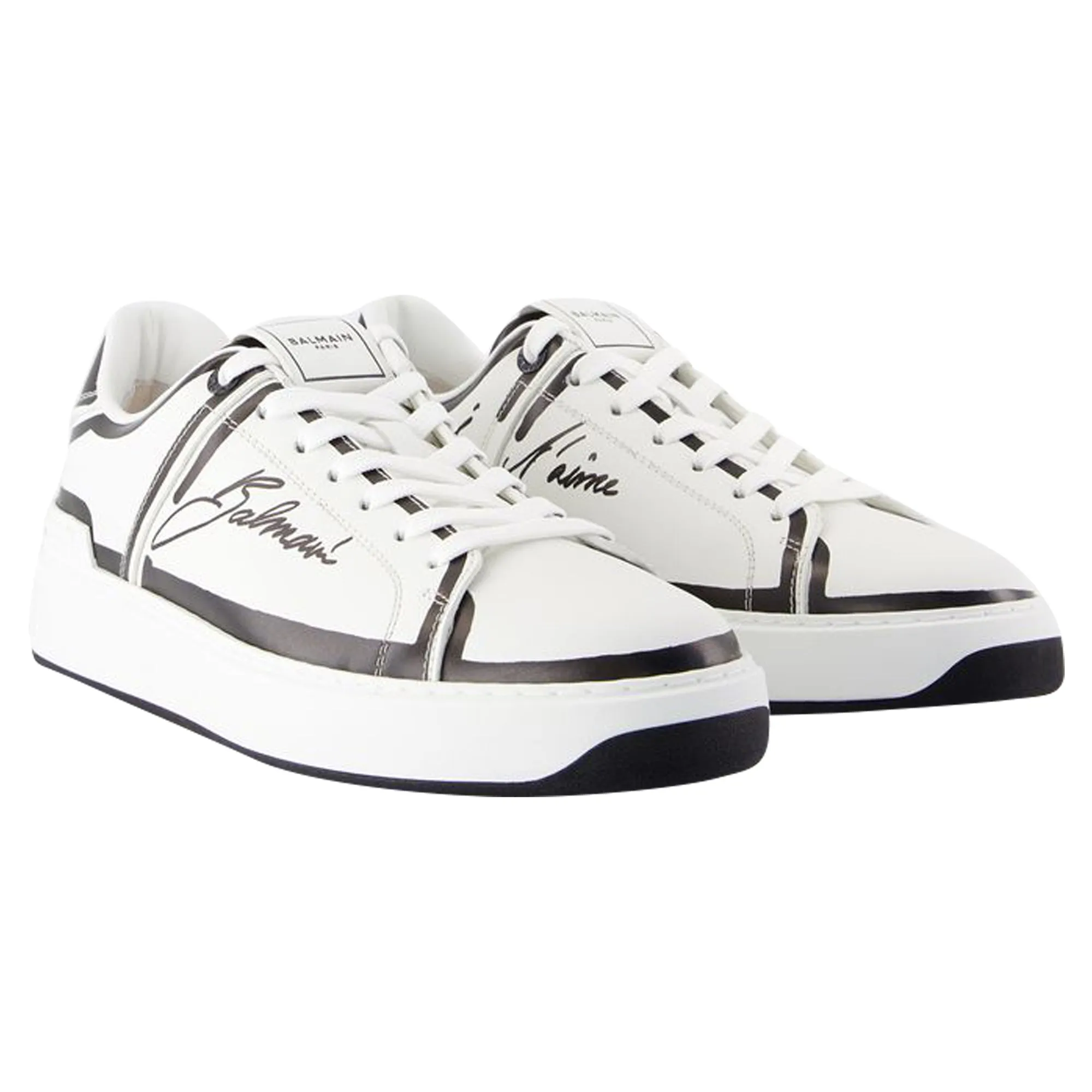B-Court Sneakers - Balmain - Leather - White