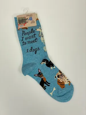 Blue Q Women's Crew Socks - People I Want To Meet: Dogs