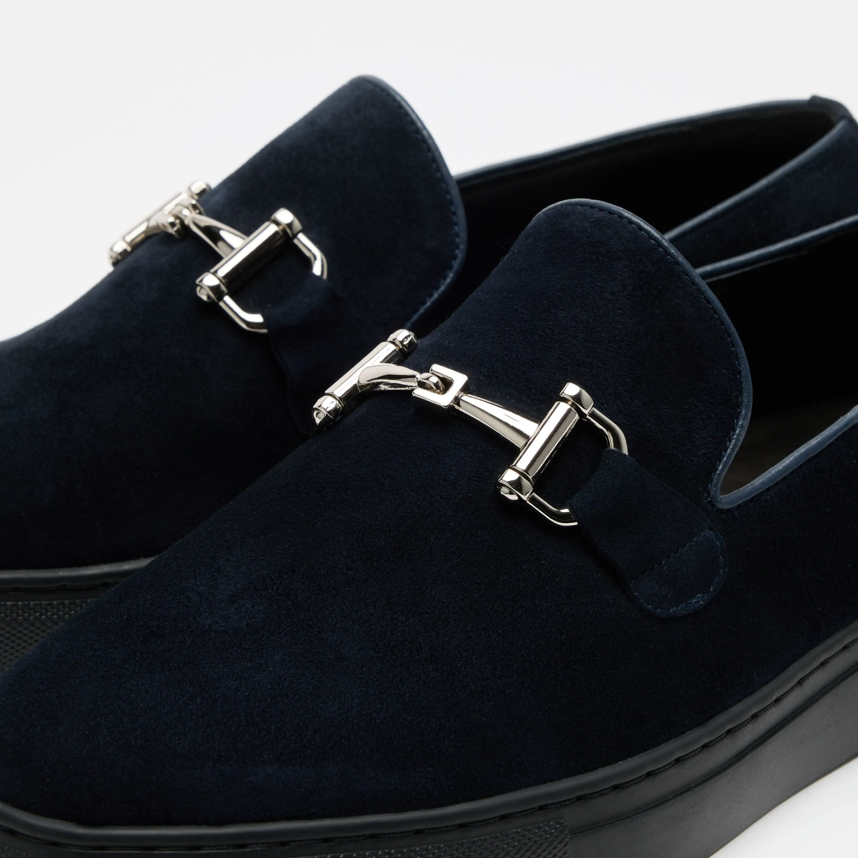 Boardwalk Navy Suede Horse-Bit Sneakers