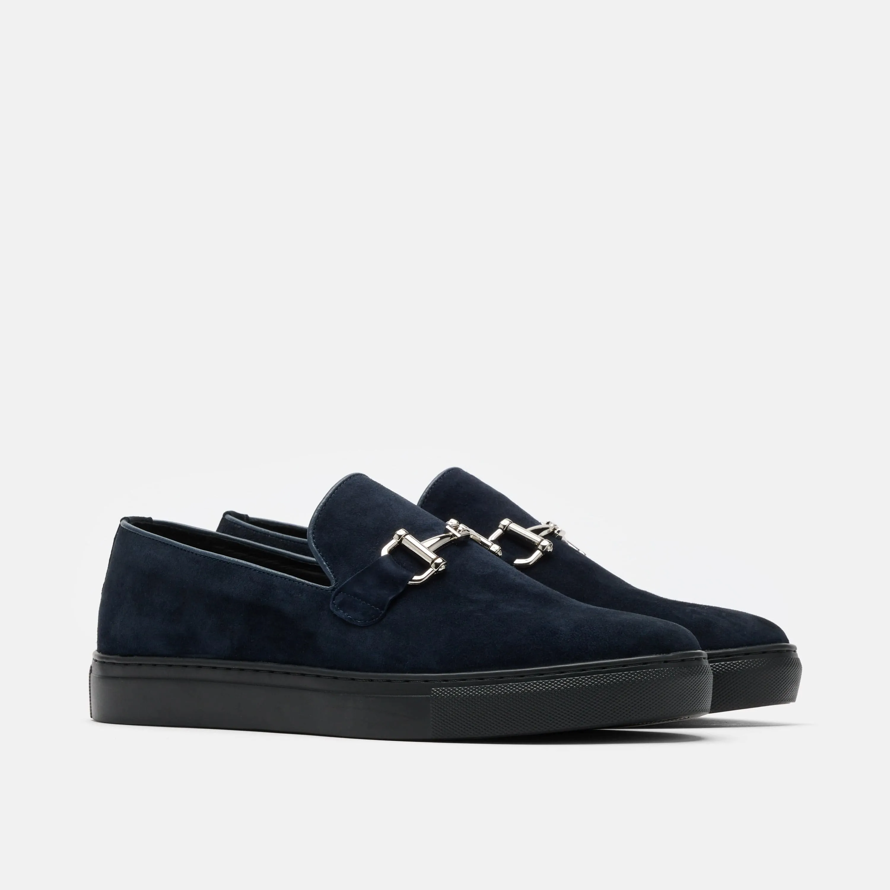 Boardwalk Navy Suede Horse-Bit Sneakers