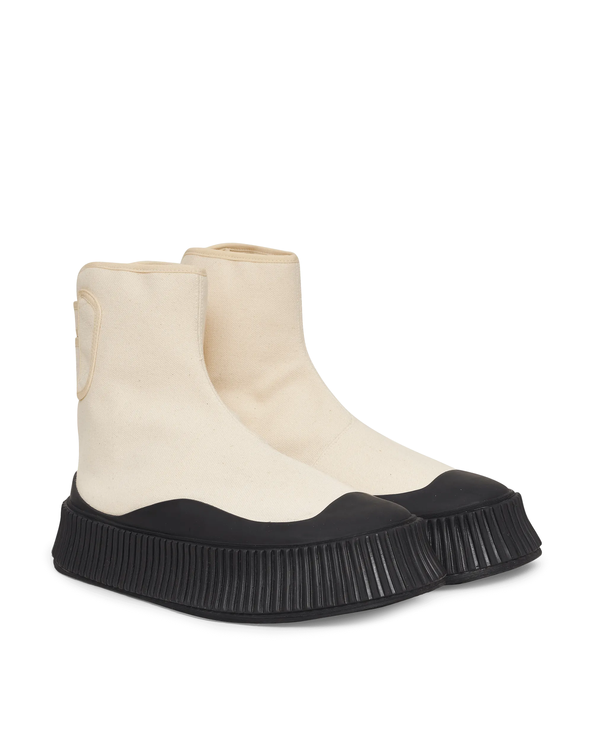 Canvas High-Top Sneakers Beige