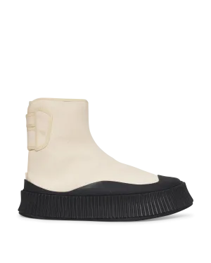 Canvas High-Top Sneakers Beige