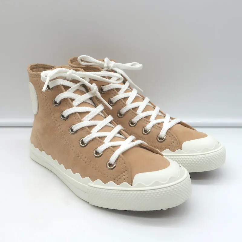 Chloe Kyle High Top Sneakers Beige Suede Size 36 NEW