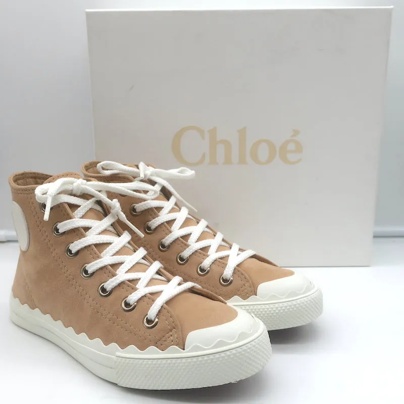 Chloe Kyle High Top Sneakers Beige Suede Size 36 NEW