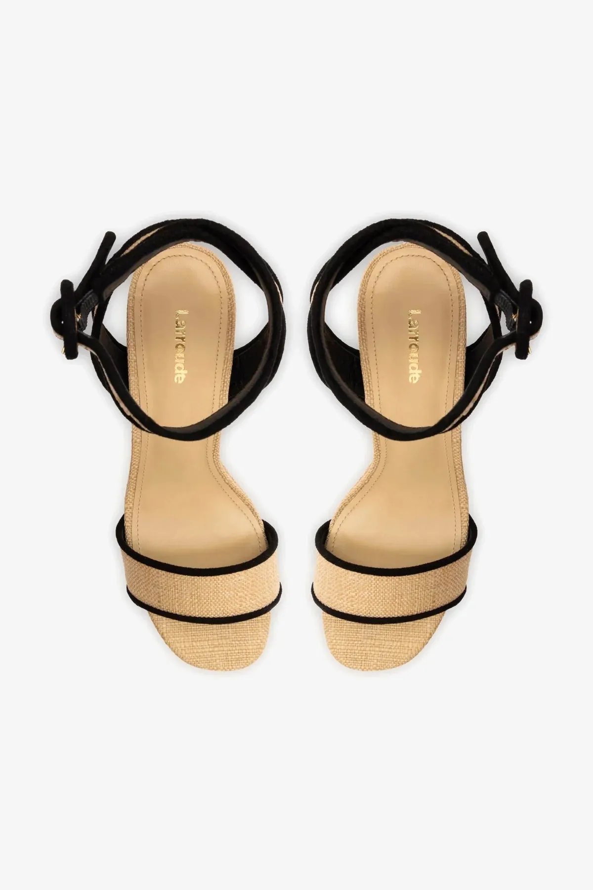 Dolly Sandal In Beige Raffia and Black Trimming