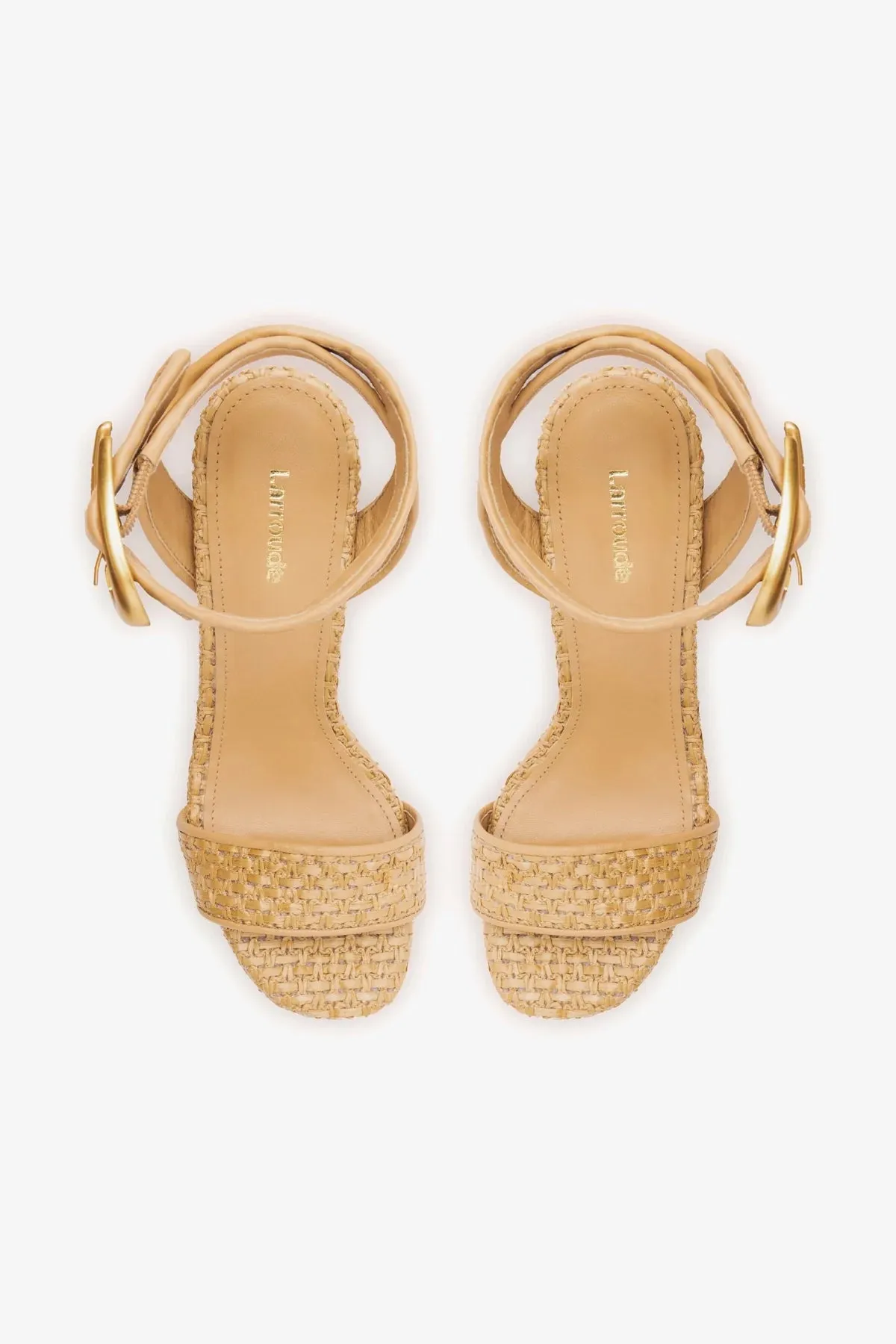 Dolly Verona Sandal In Beige Leather and Natural Raffia