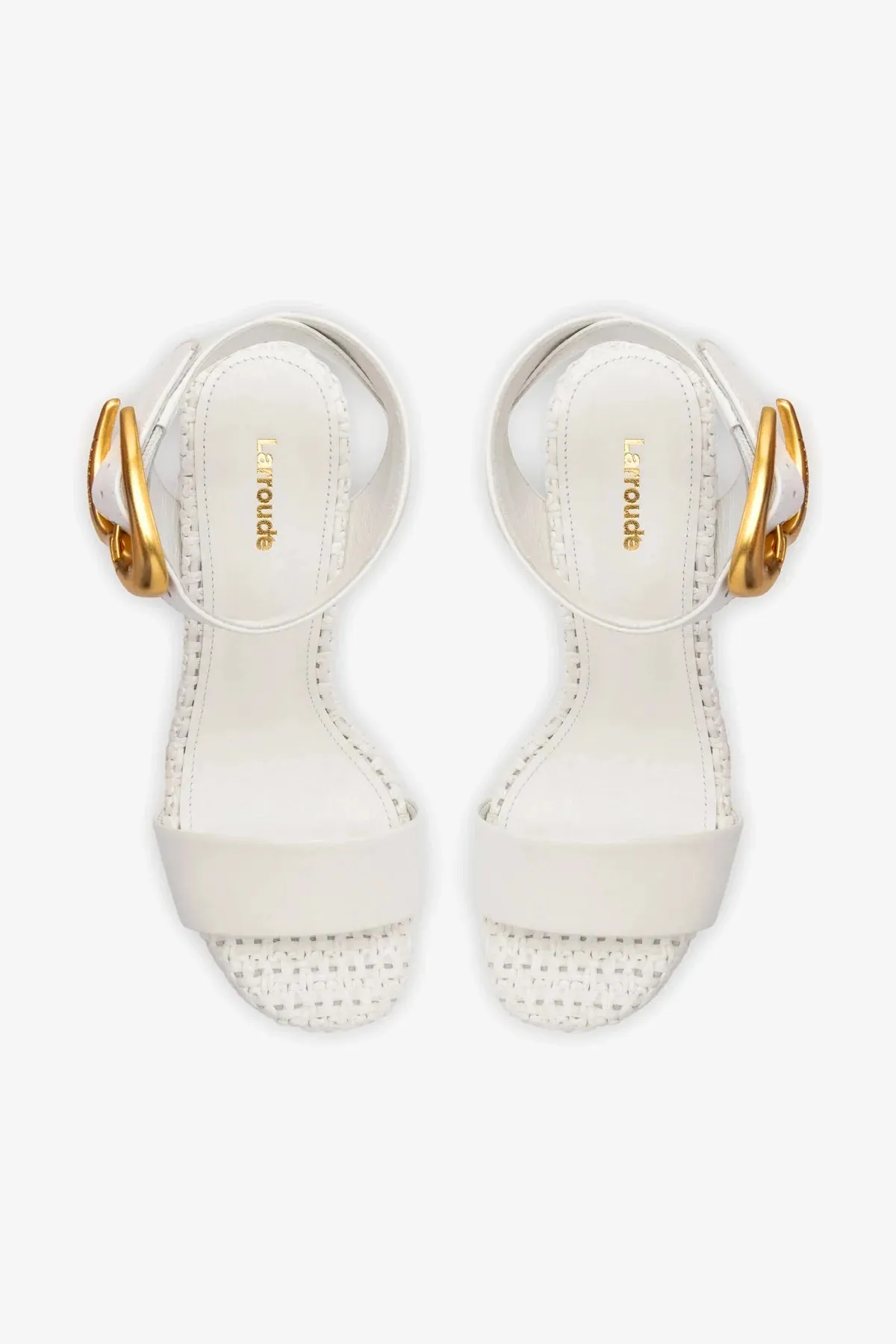 Dolly Verona Sandal In White Leather and White Raffia