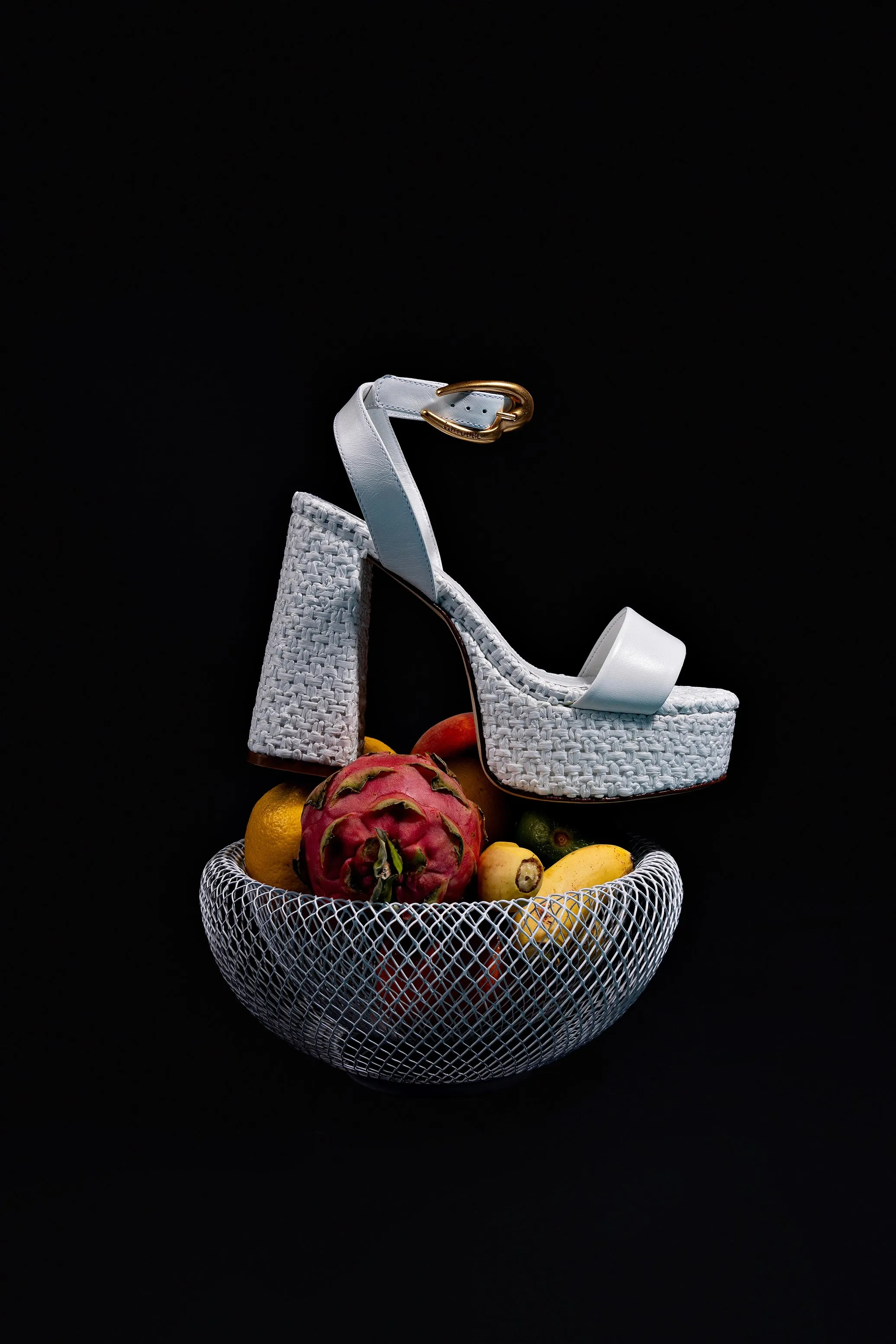 Dolly Verona Sandal In White Leather and White Raffia