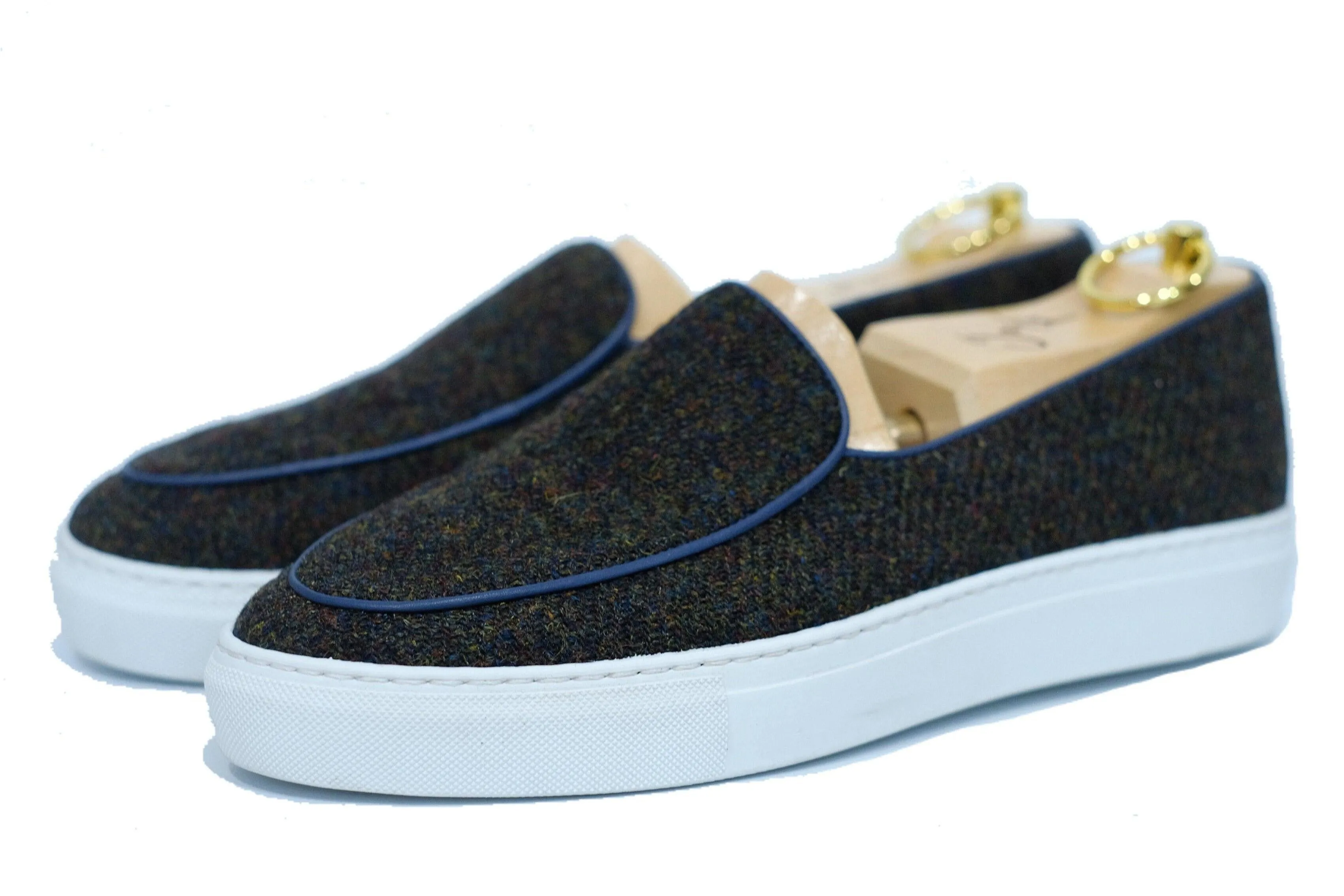 Ellensburg - Forest Medley Tweed / Blue Calf Piping