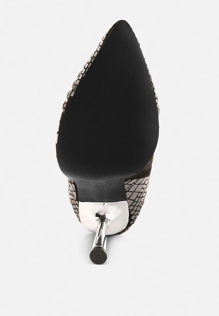 extravagance mirror embellished stiletto boots