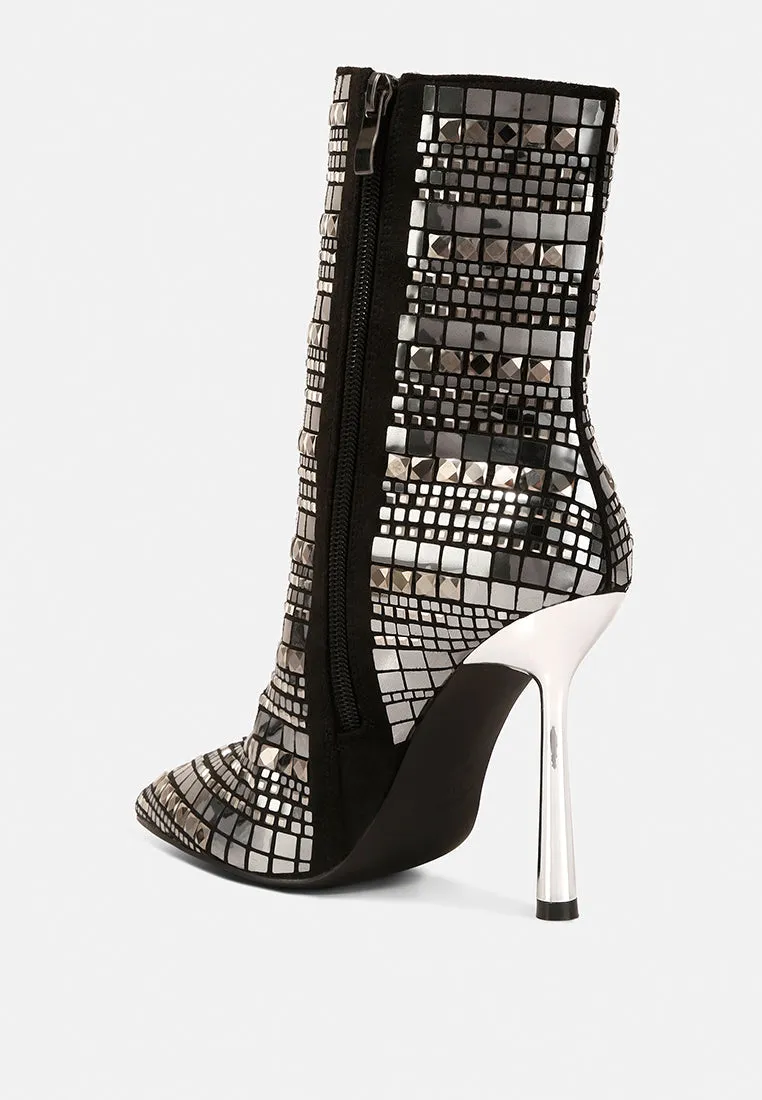 extravagance mirror embellished stiletto boots