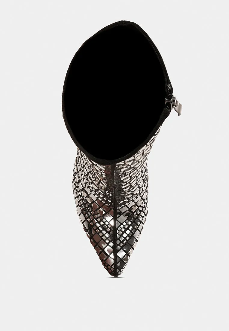 extravagance mirror embellished stiletto boots
