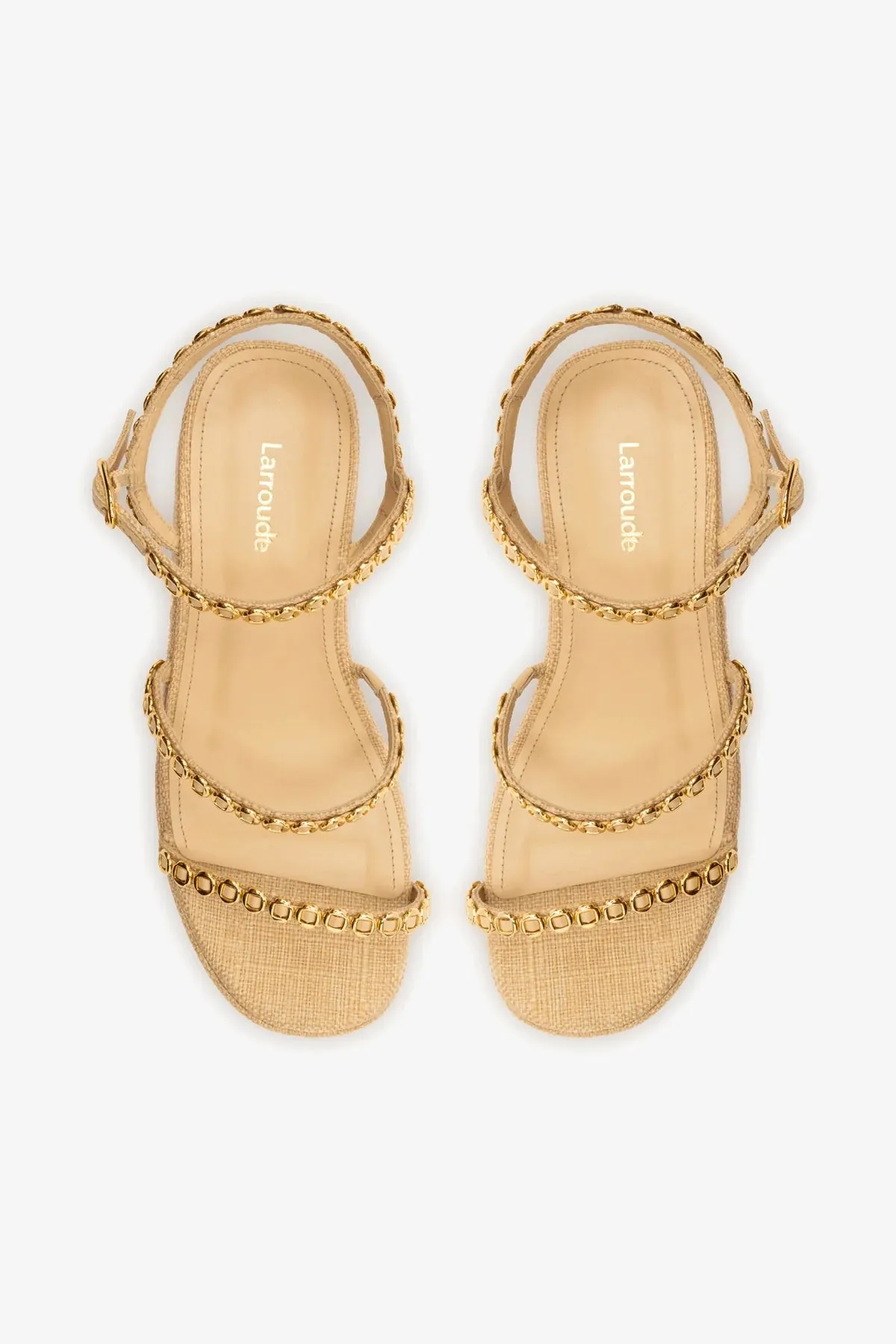 Gio Milanina Flatform Sandal In Beige Raffia