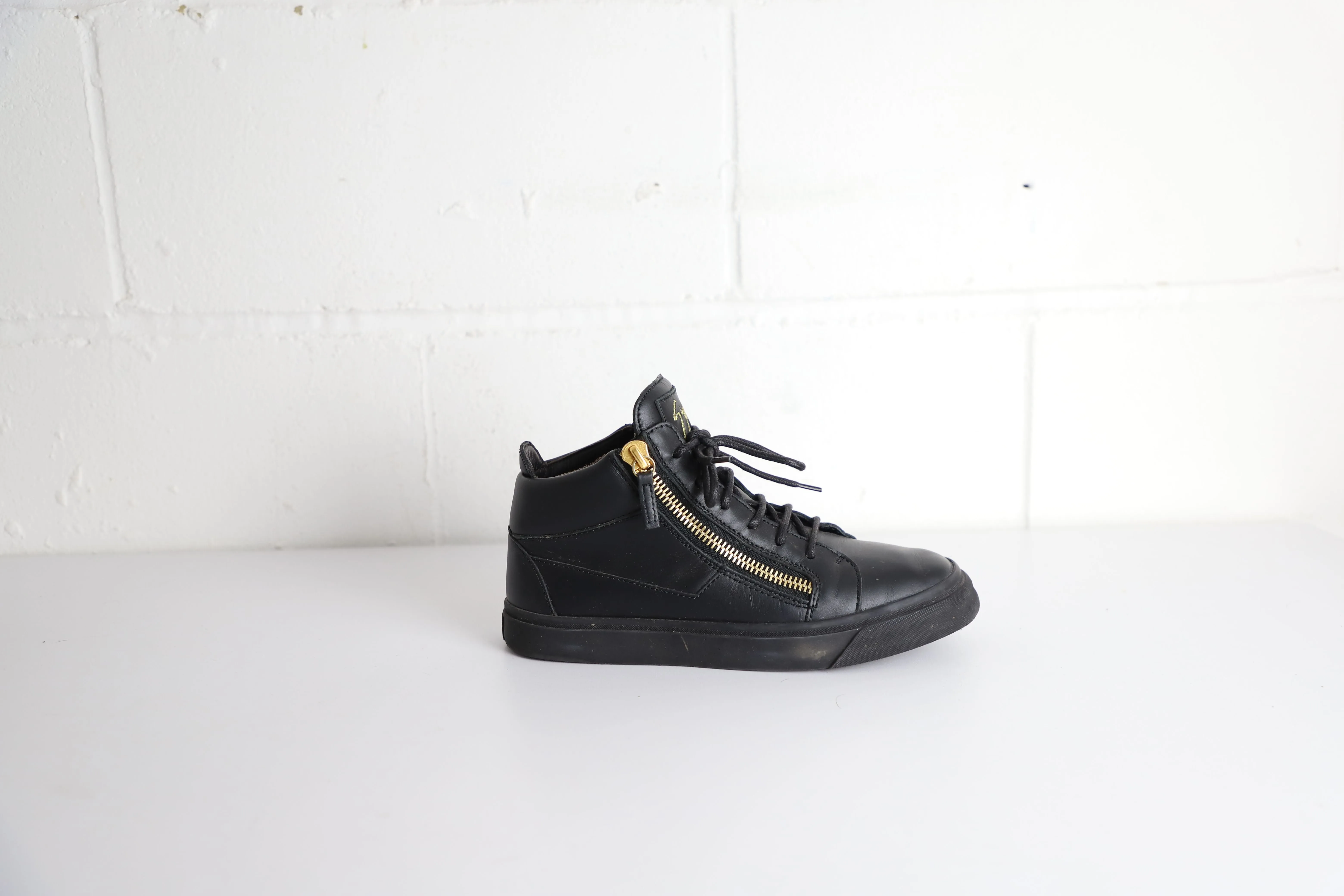 Giuseppe Zanotti Frankie High-Top Sneakers in Black Leather