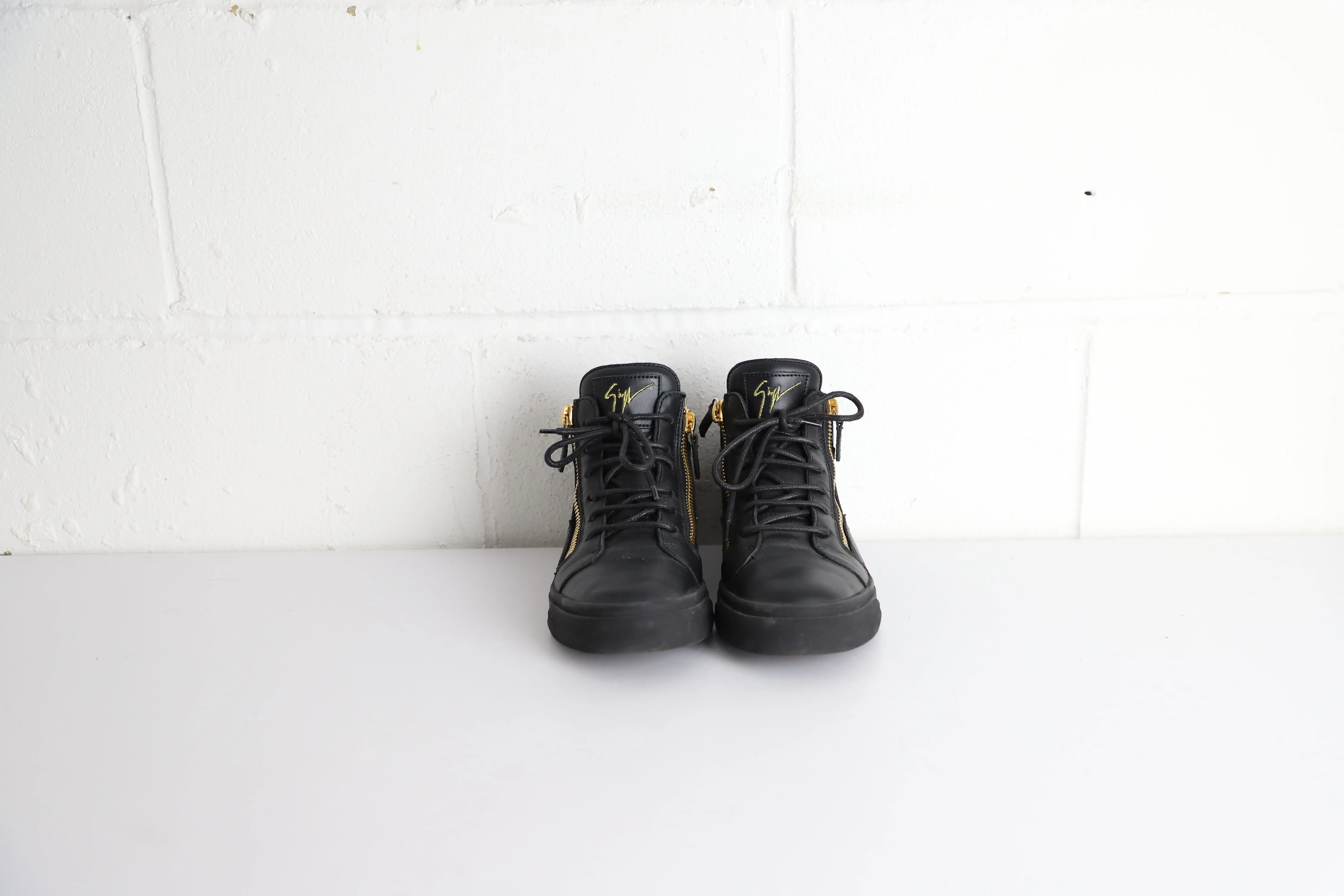 Giuseppe Zanotti Frankie High-Top Sneakers in Black Leather