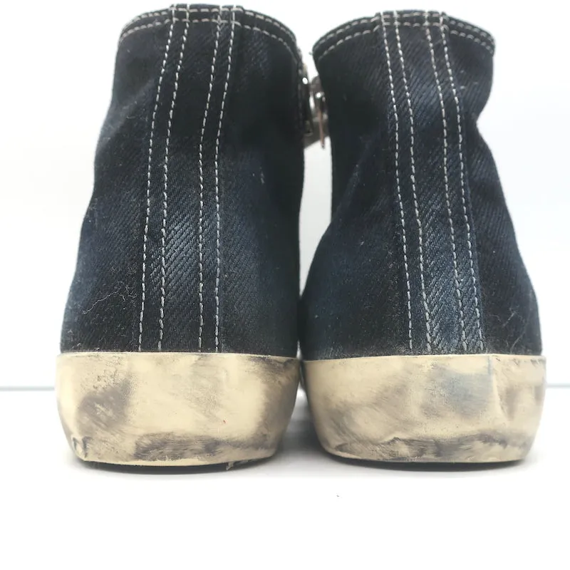 Golden Goose Francy Canvas High Top Sneakers Black with Silver Star Size 36