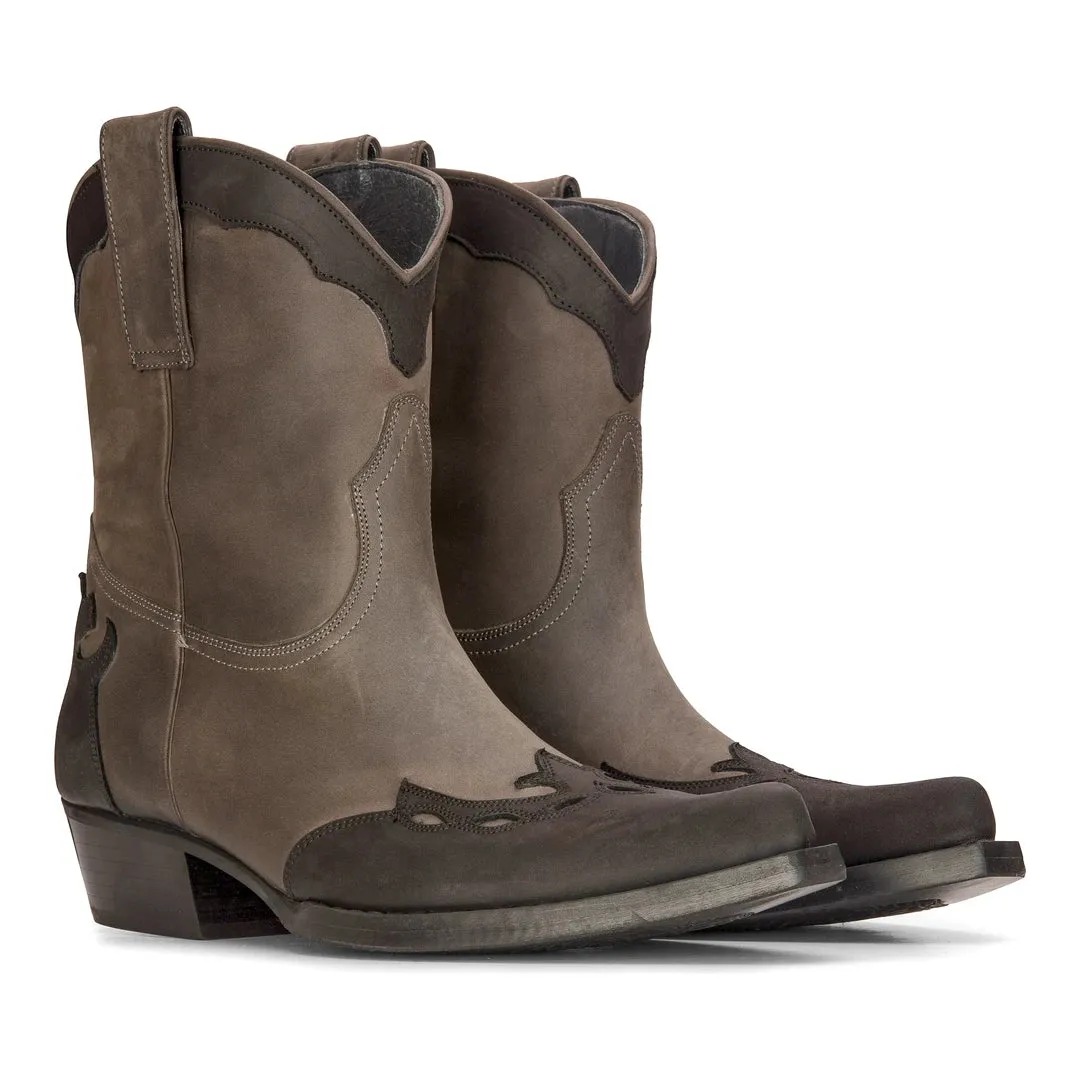High Western Real Leather Pointed Toe Boots
