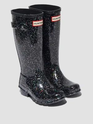 Hunter Kids Original Giant Glitter Wellingon Boots in Black
