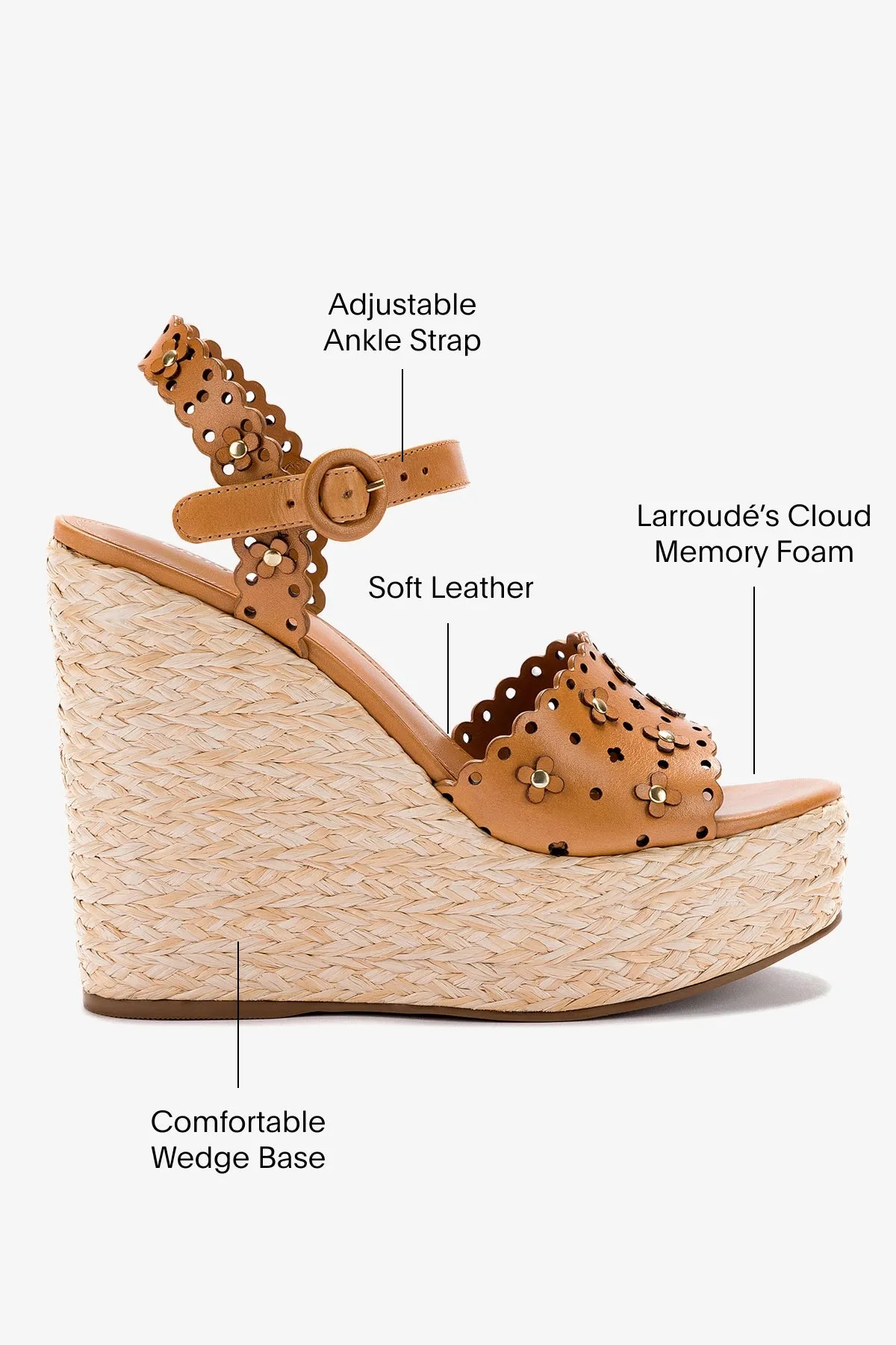 Jasmine Wedge In Biscuit Leather