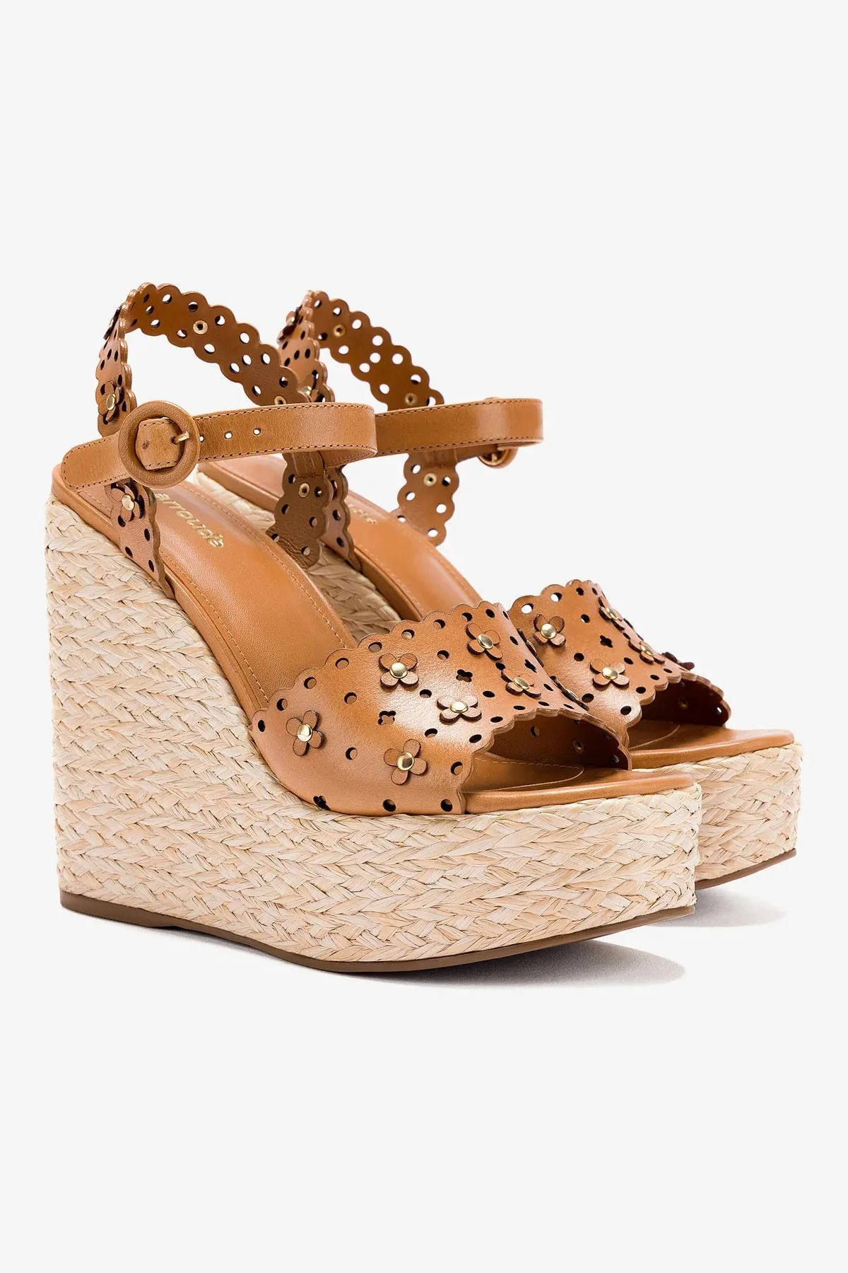Jasmine Wedge In Biscuit Leather