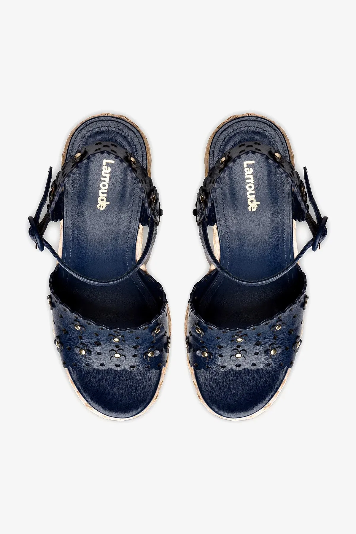 Jasmine Wedge In Navy Leather