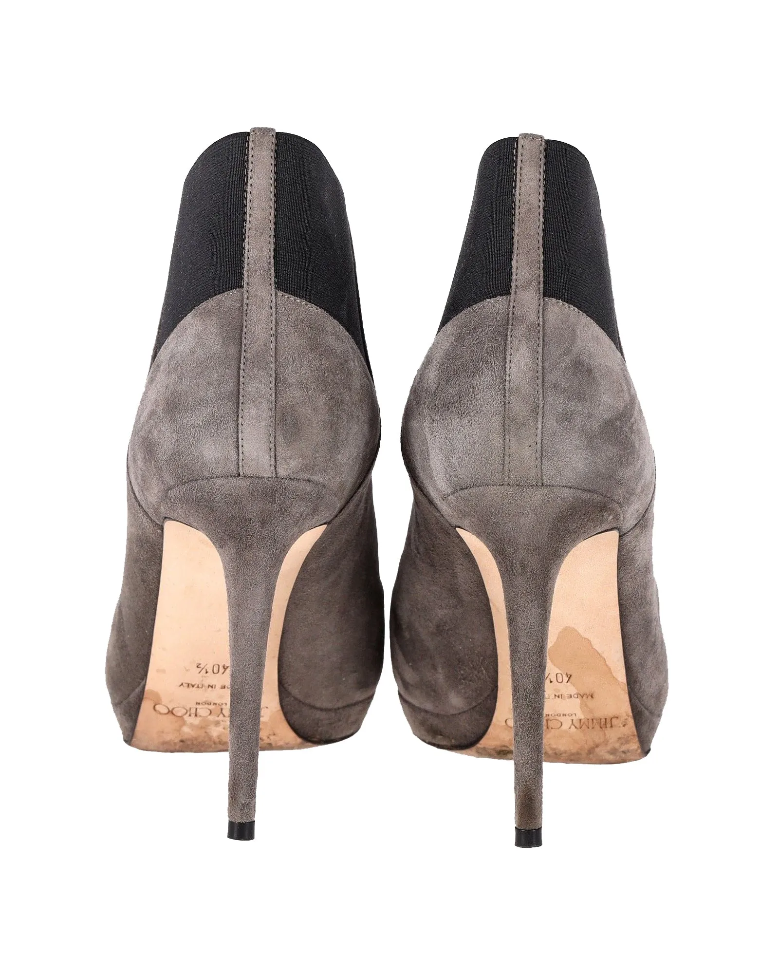Jimmy Choo Talula 100 Ankle Boots in Taupe Grey Suede