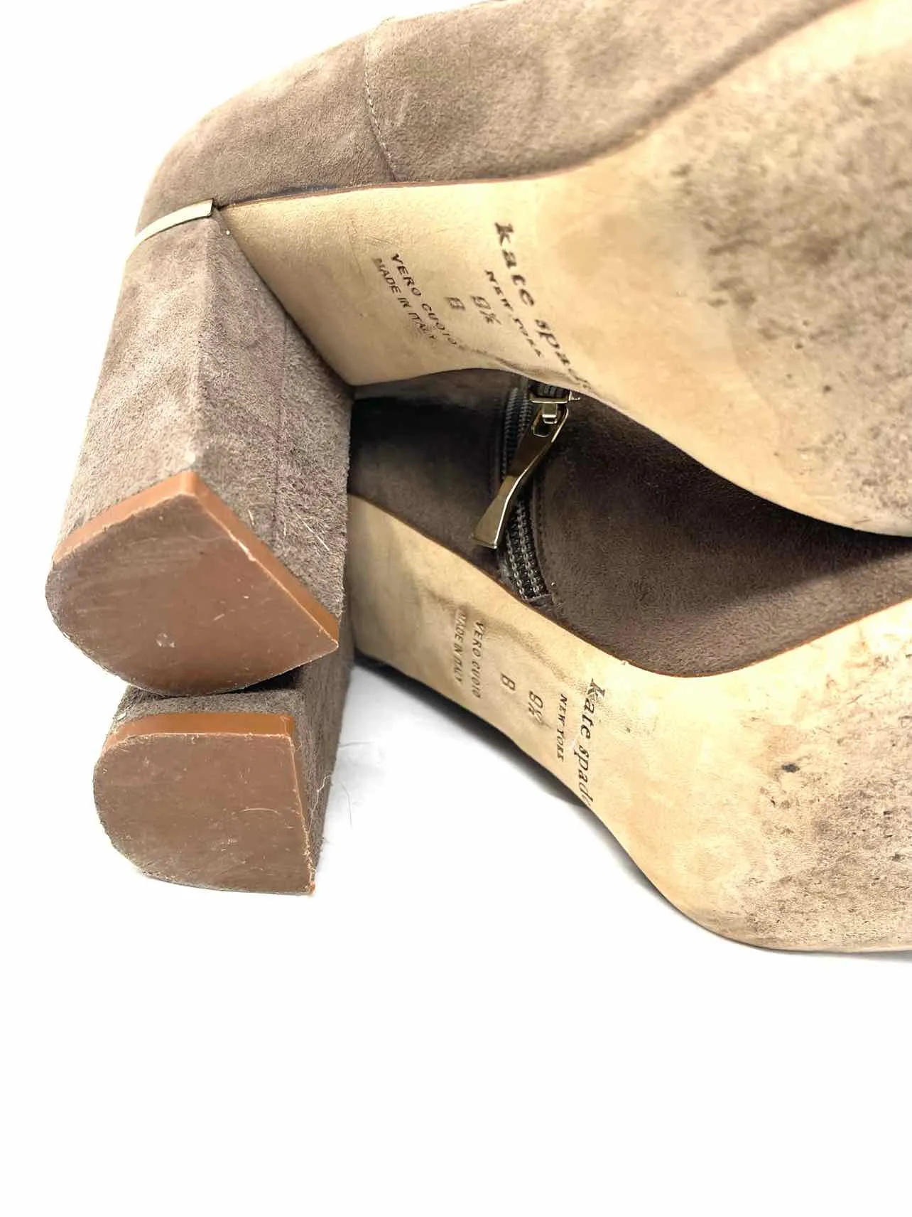 Kate Spade Size 9.5 Taupe Zipper Suede Shoes Ankle Boots