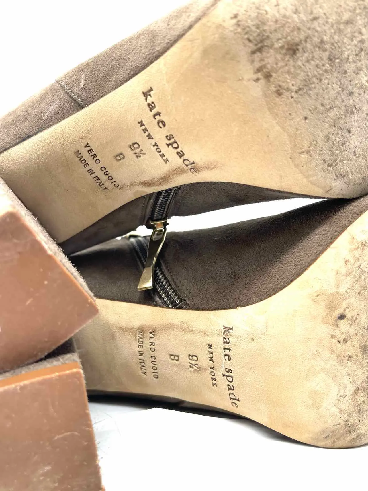 Kate Spade Size 9.5 Taupe Zipper Suede Shoes Ankle Boots