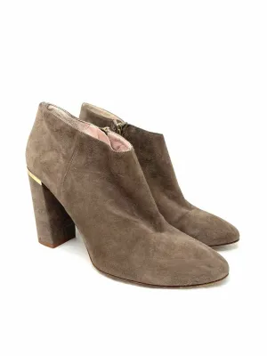Kate Spade Size 9.5 Taupe Zipper Suede Shoes Ankle Boots