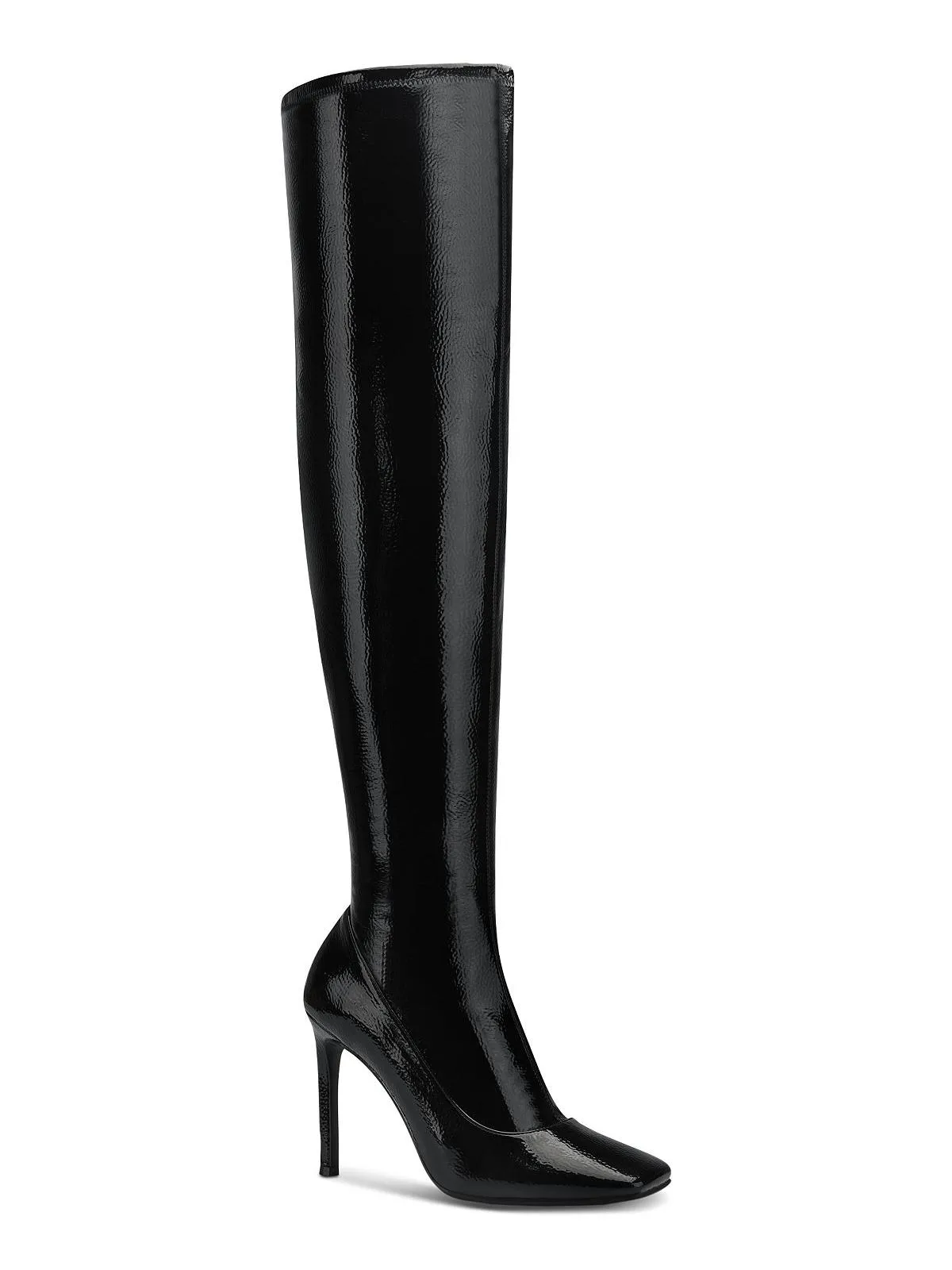 Keenah Womens Patent Square Toe Thigh-High Boots