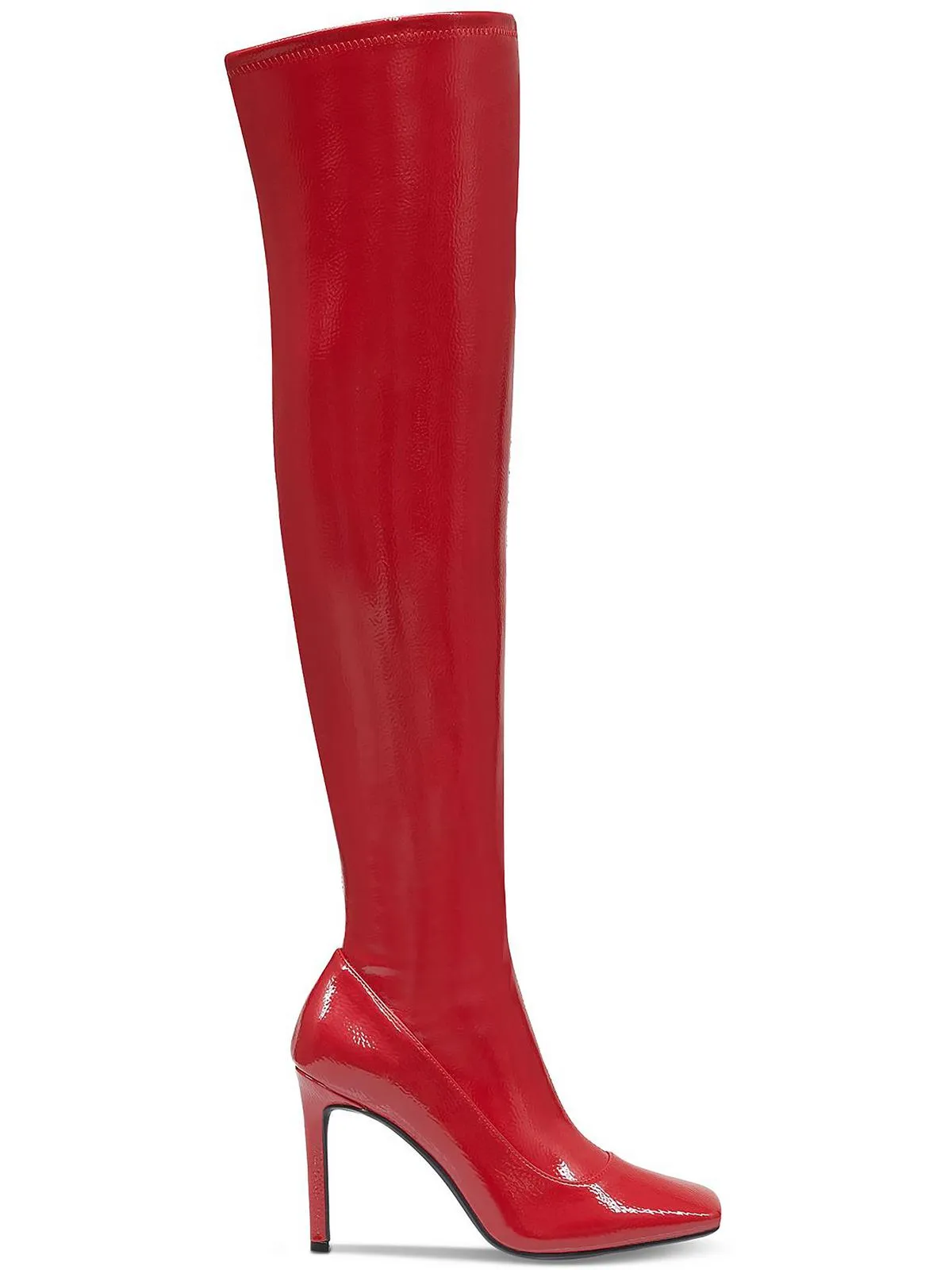 Keenah Womens Patent Square Toe Thigh-High Boots