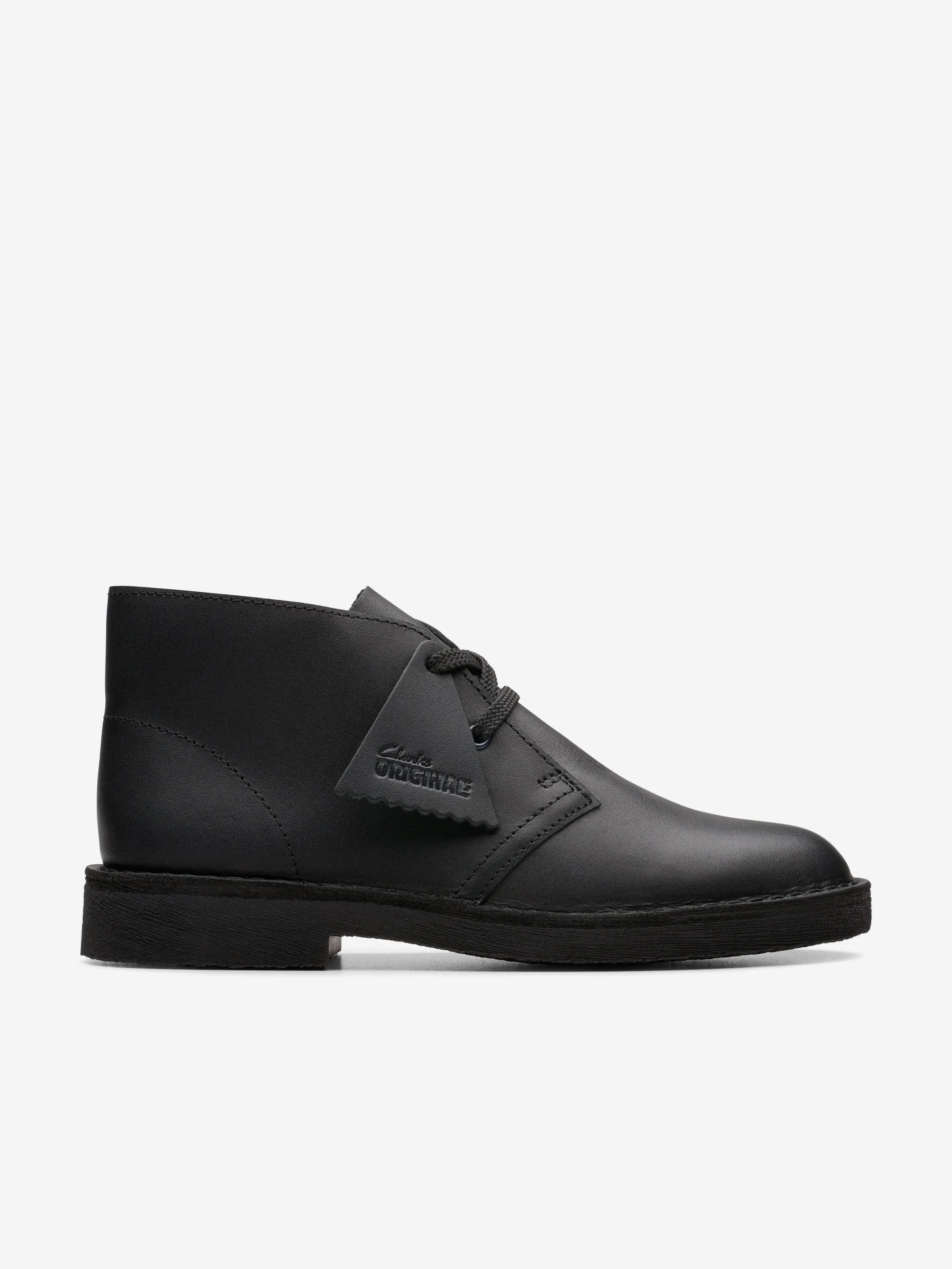 Kids Leather Desert Boots in Black