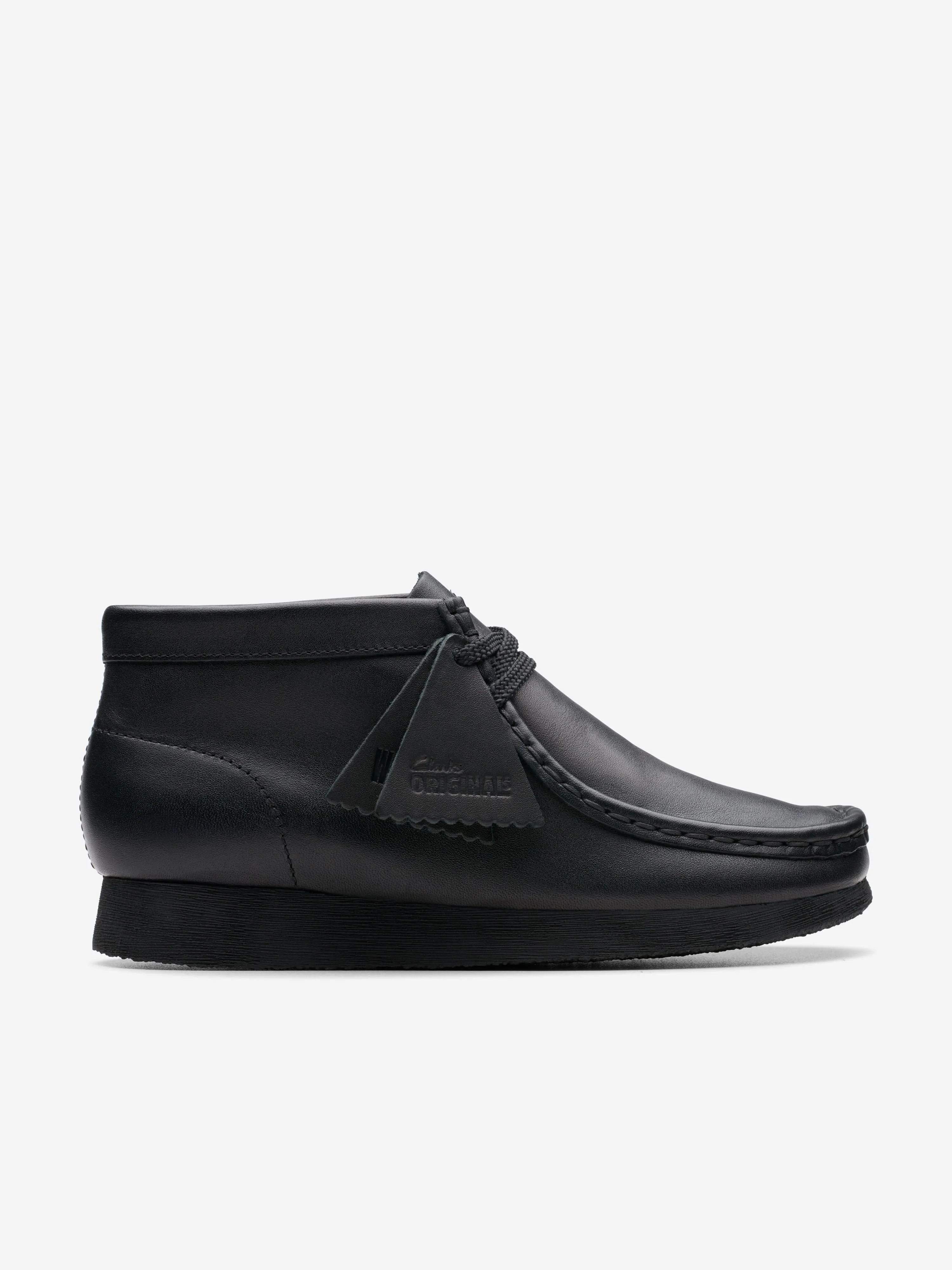 Kids Leather Wallabee Boots in Black