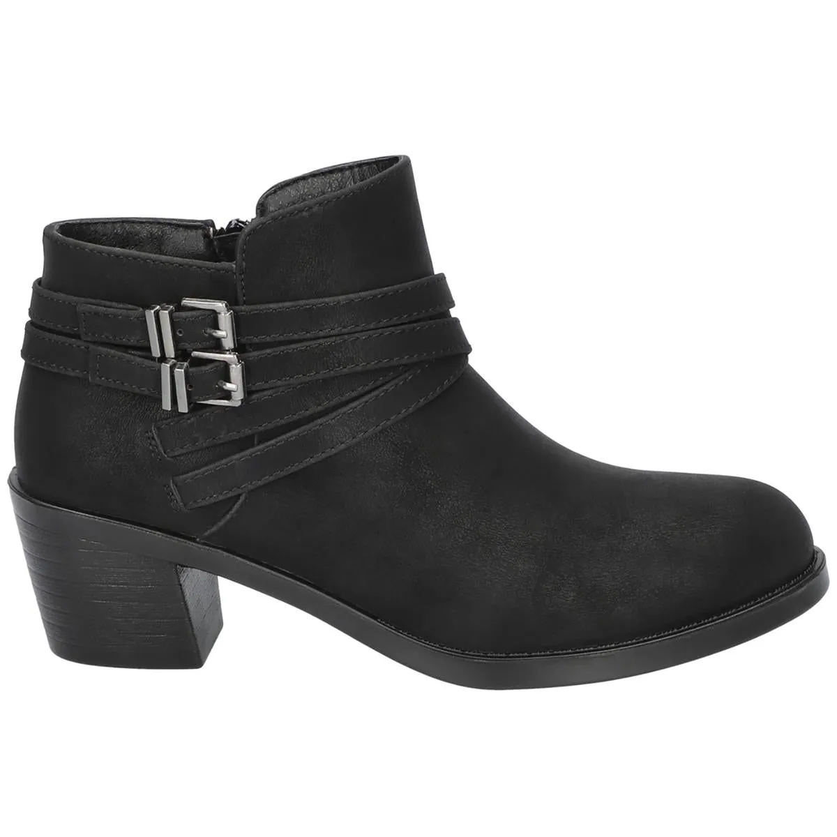 KORY Womens Faux Leather Block Heel Ankle Boots