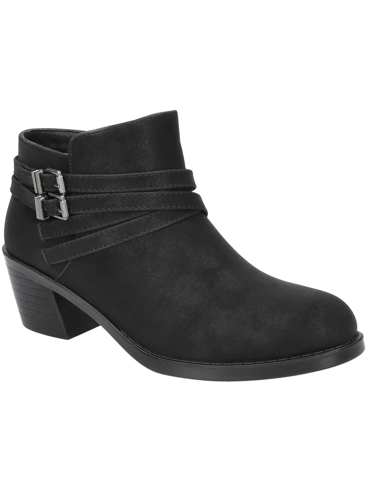 KORY Womens Faux Leather Block Heel Ankle Boots