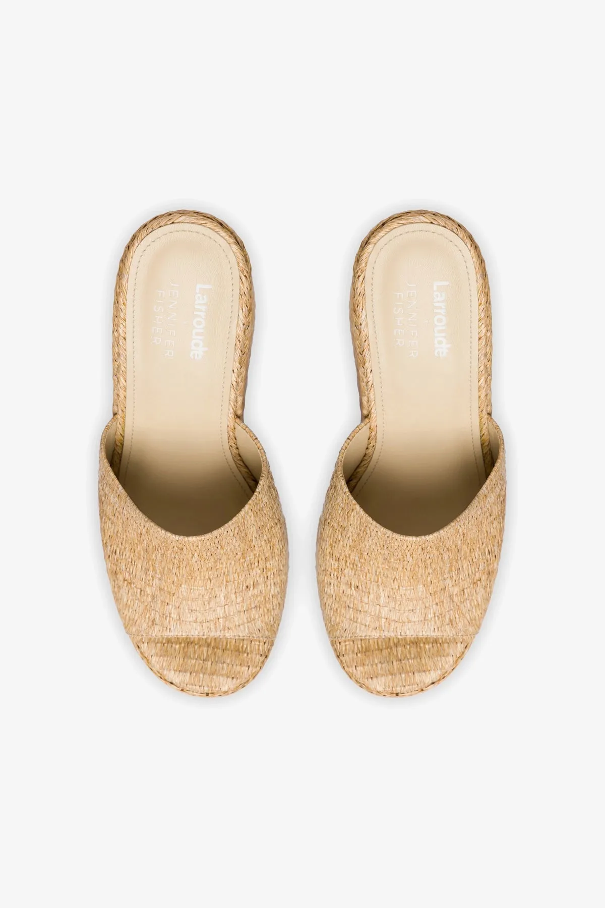 Larroudé x Jennifer Fisher Wedge Mule In Sepia Raffia